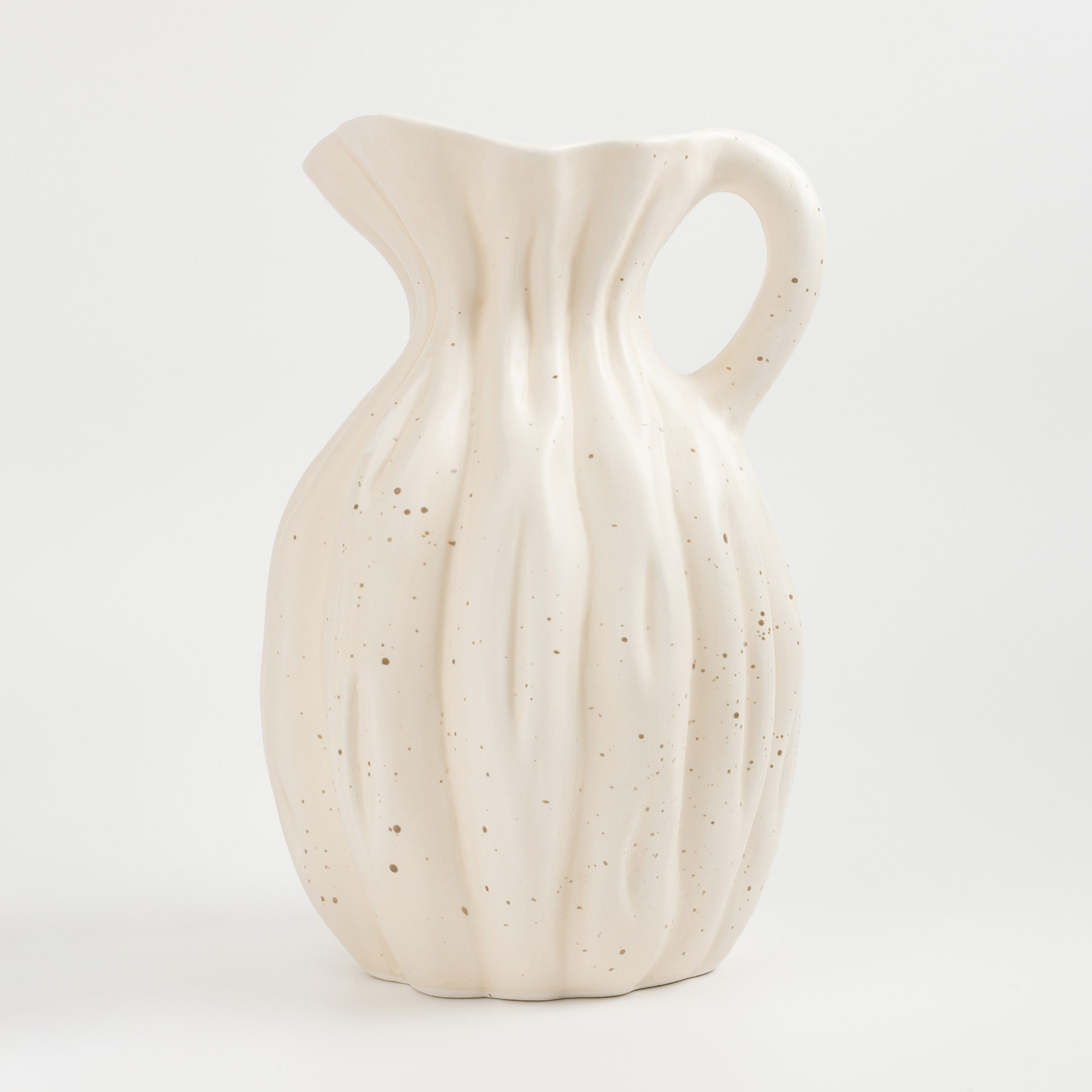 Flower vase, 25 cm, with handle, ceramic, milk, speckled, jug, Golden glow, image-0
