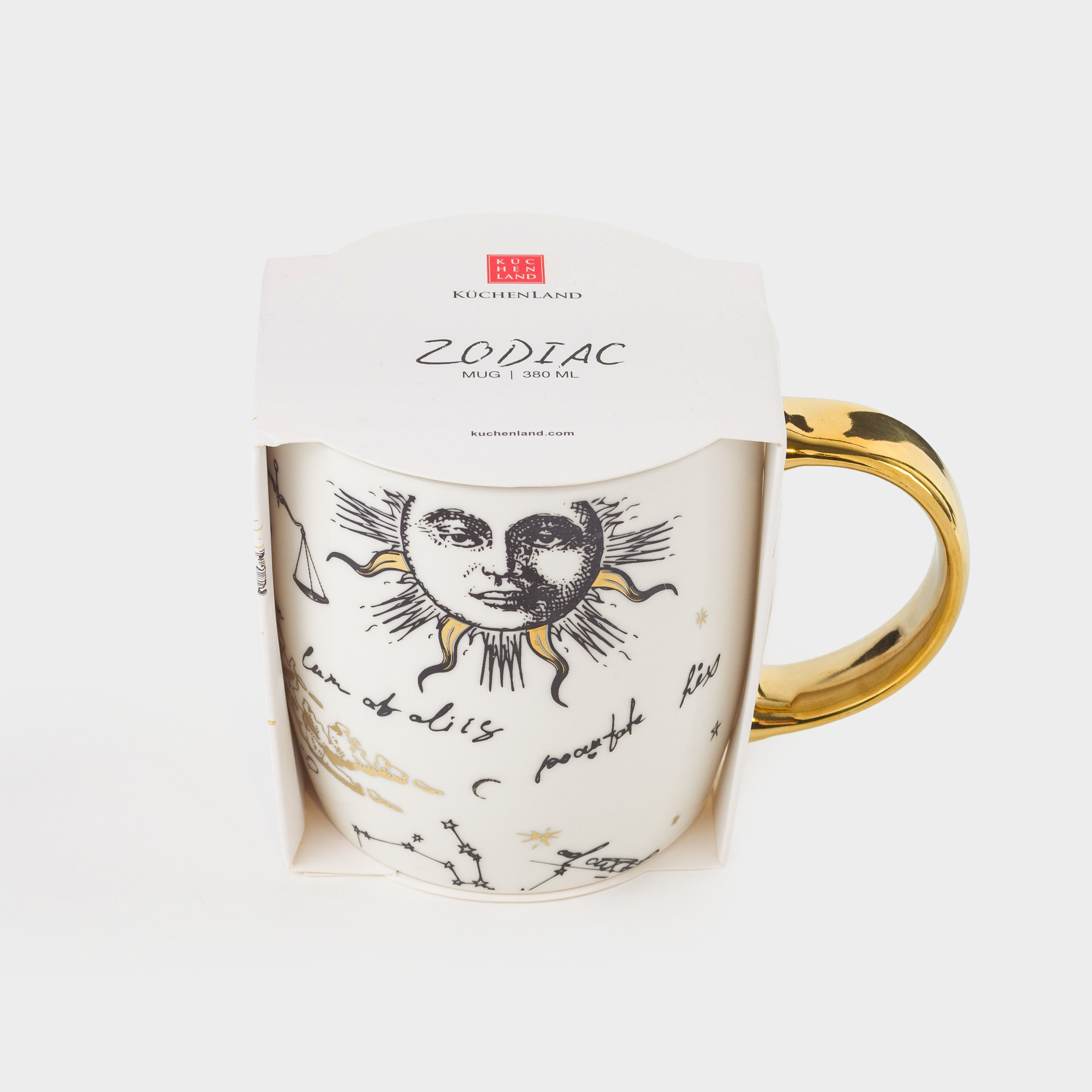 Mug, 380 ml, porcelain N, white and gold, Astrology, Zodiac, image-4