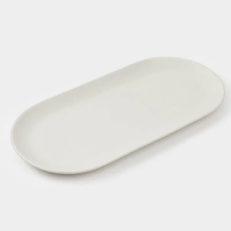 Dish, 37x18 cm, ceramic, oval, milk, speckled, Particle