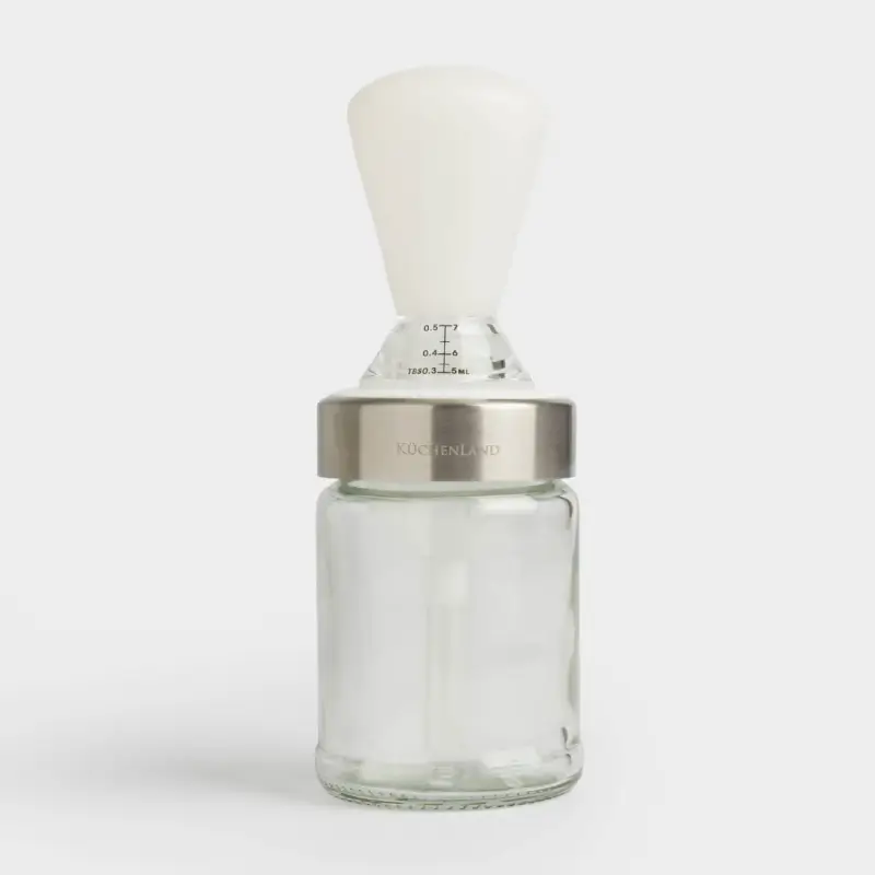 Oil container, 100 ml, with brush, glass / silicone, Comfort light