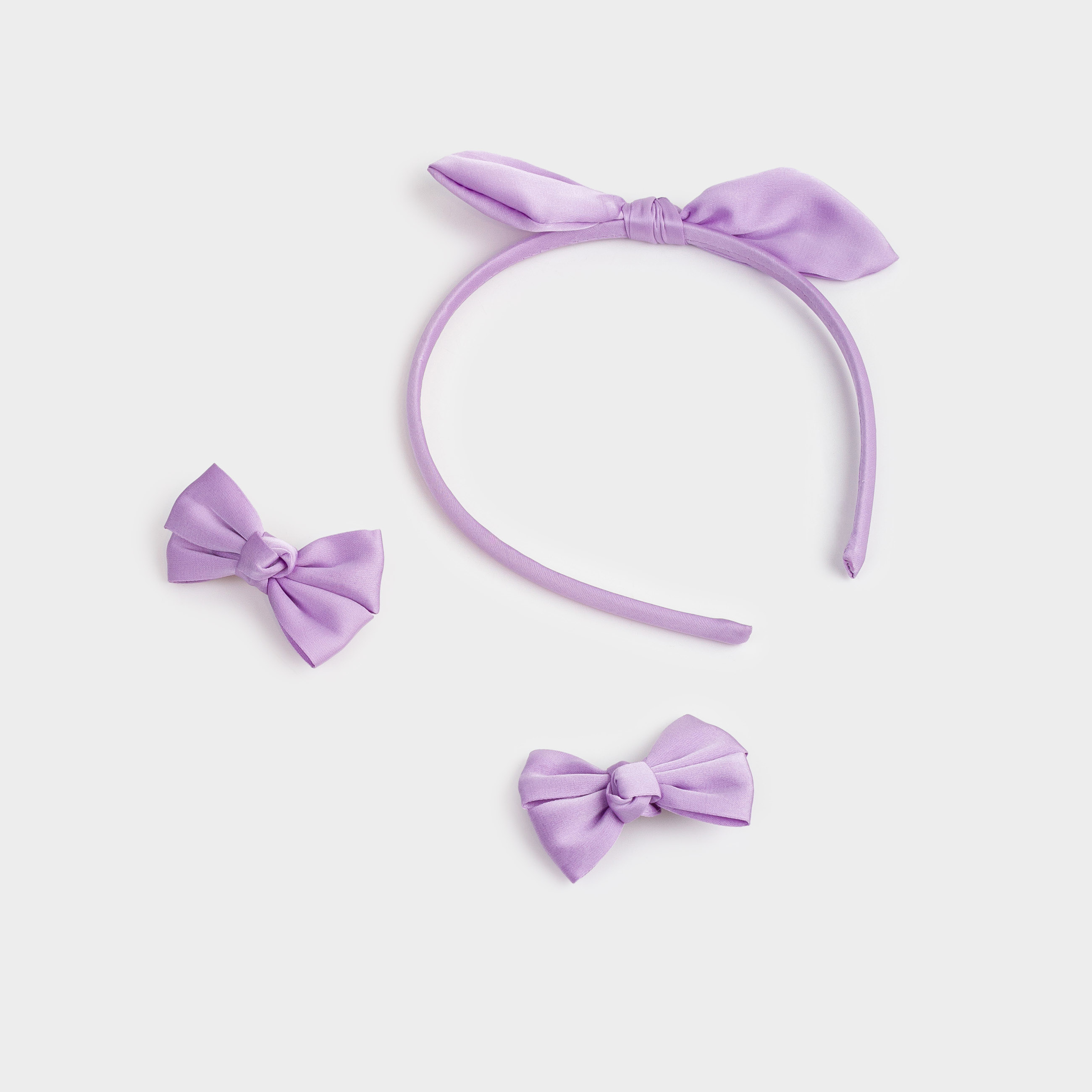 Hair accessories set, 3 pcs, Children's, Polyester / Metal, Color, Bows, Hairstyle, image-0