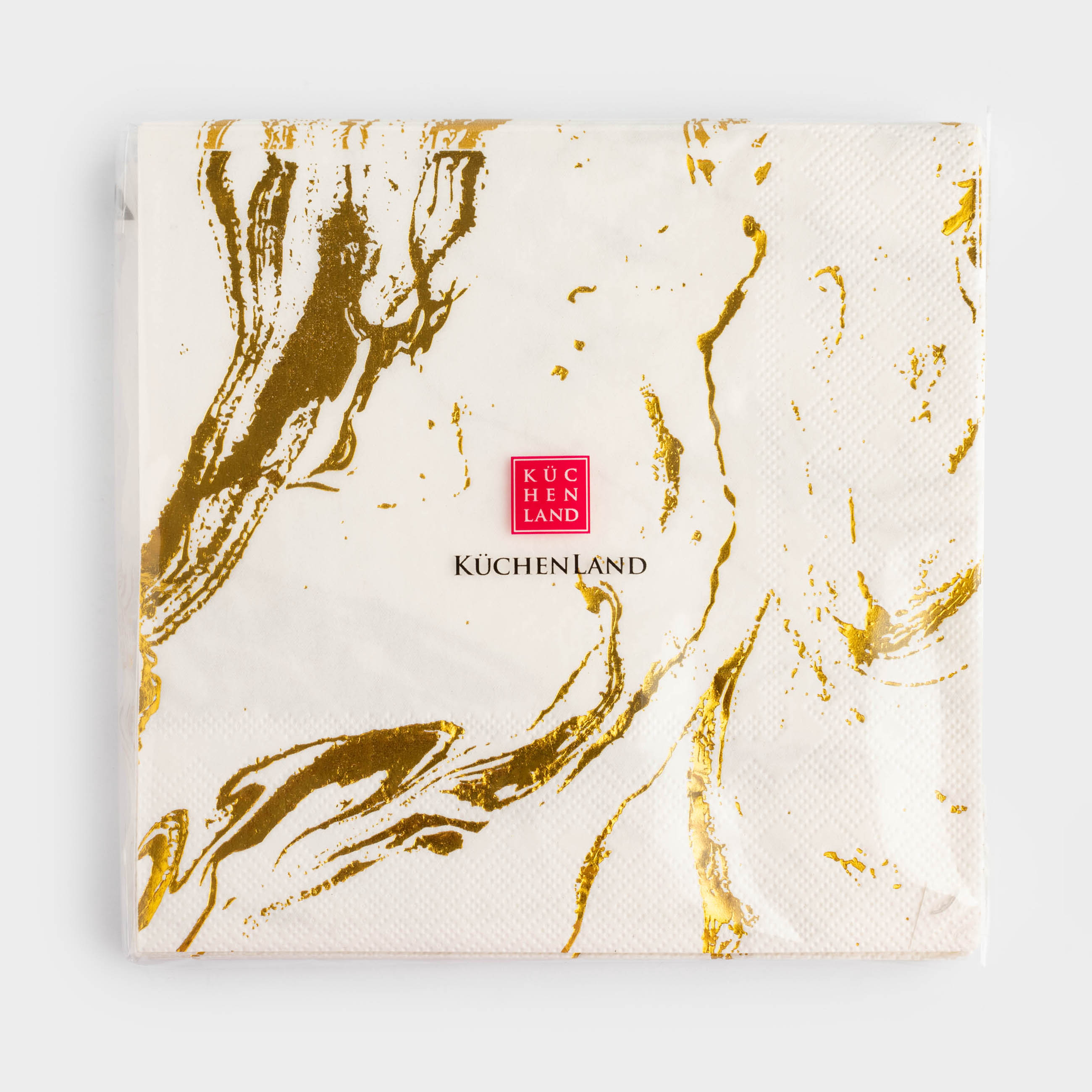 Paper napkins, 33x33 cm, 20 pcs, white, Golden marble, Maniera, image-2