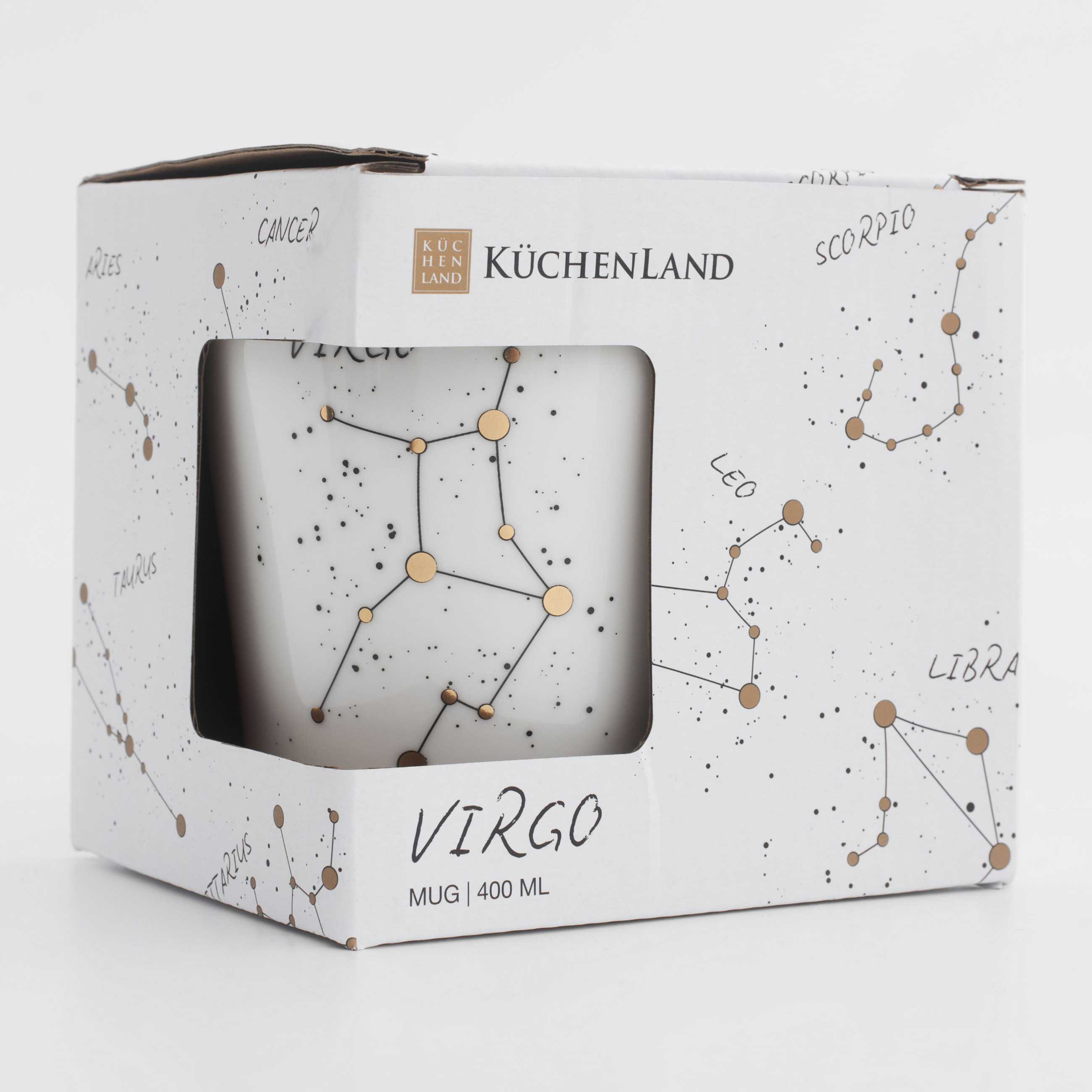 Mug, 400 ml, porcelain N, milky golden, Virgo, Zodiac, image-5