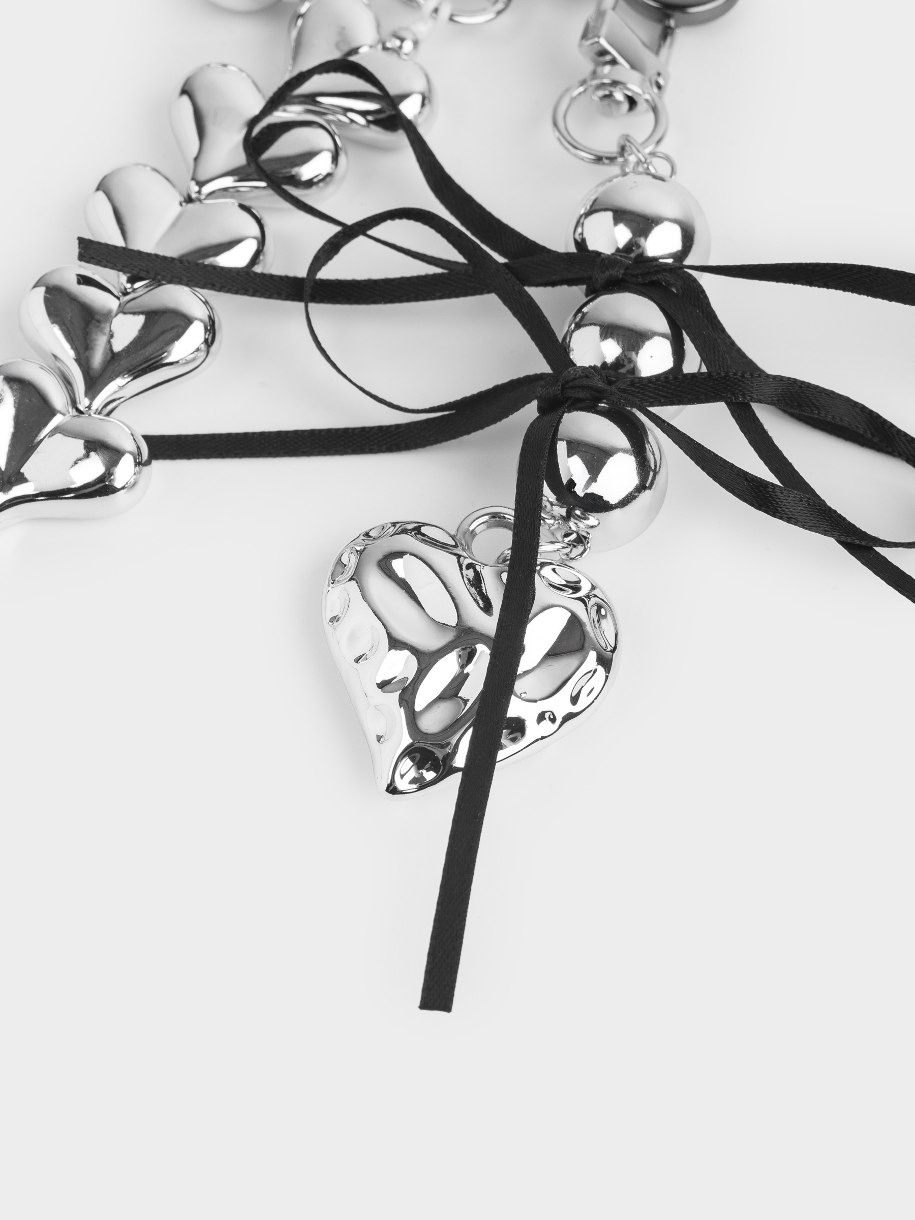 Keychain, 16 cm, polyester / metal, Silver, Heart, Jewelry heart, image-3
