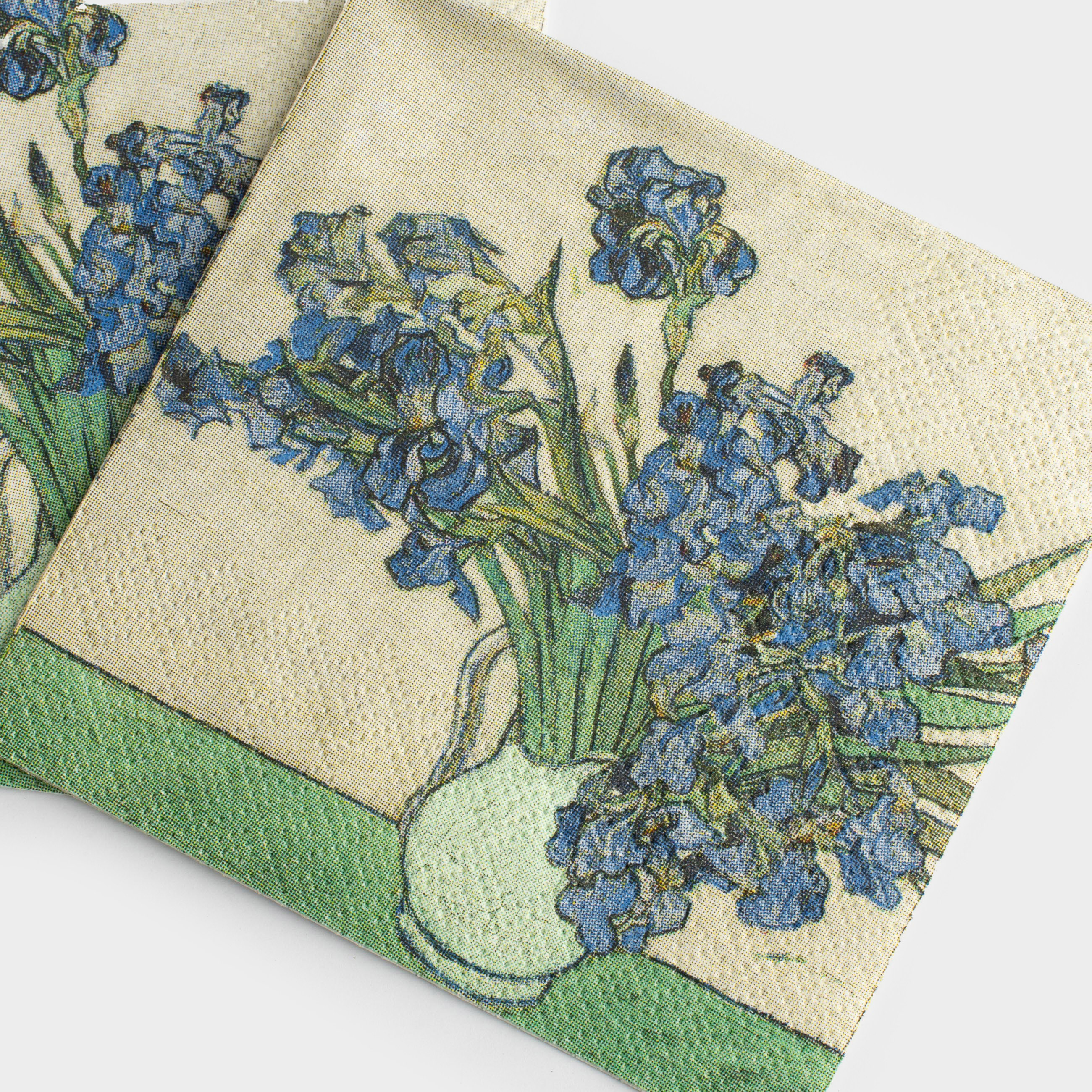 Paper napkins, 21x21 cm, 20 pcs, beige, Irises, Van Gogh, Art, image-3