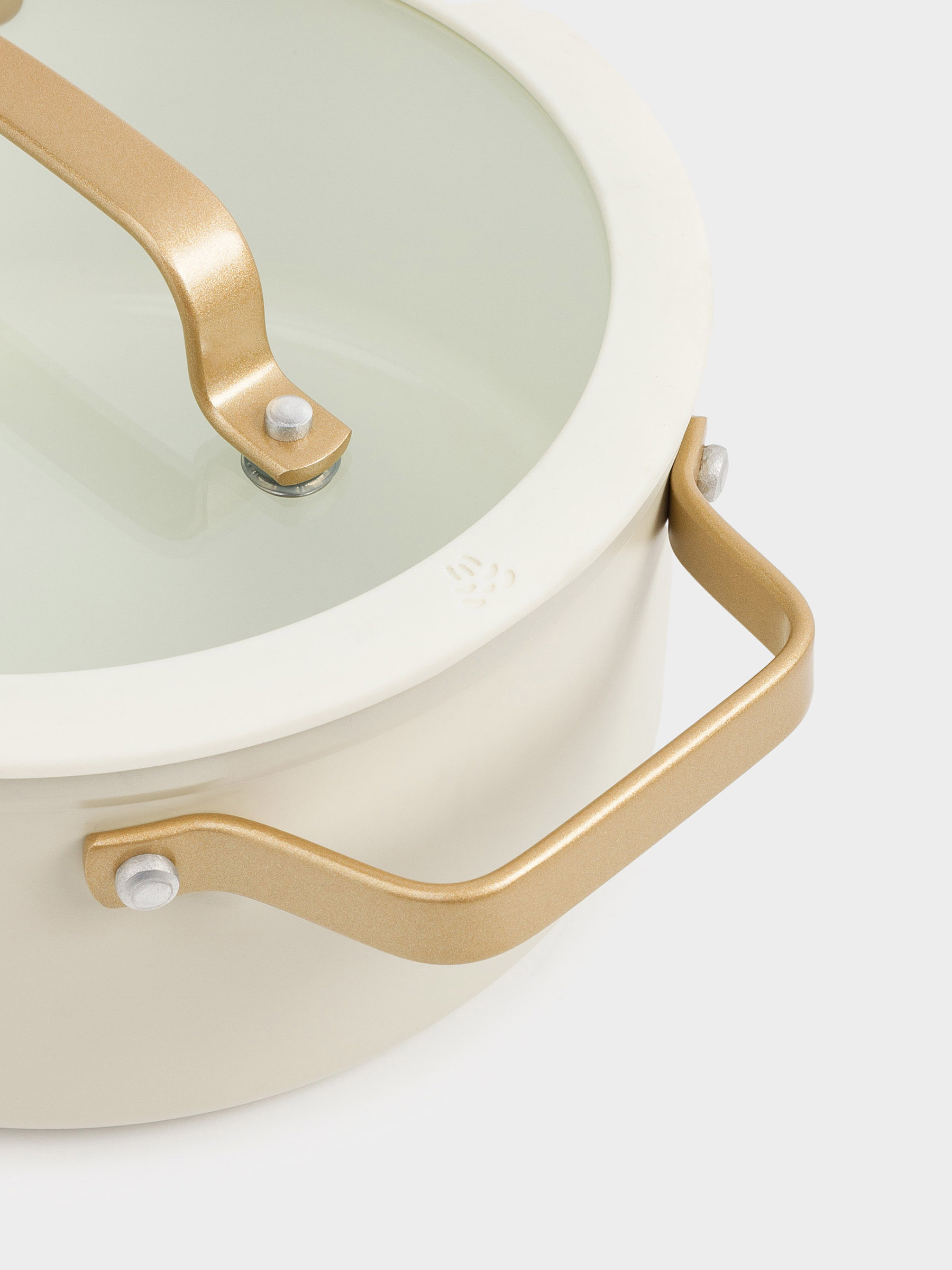 Pot, 20 cm, 2.8 l, with lid, coated, aluminum, milky, Piatto gold, image-3