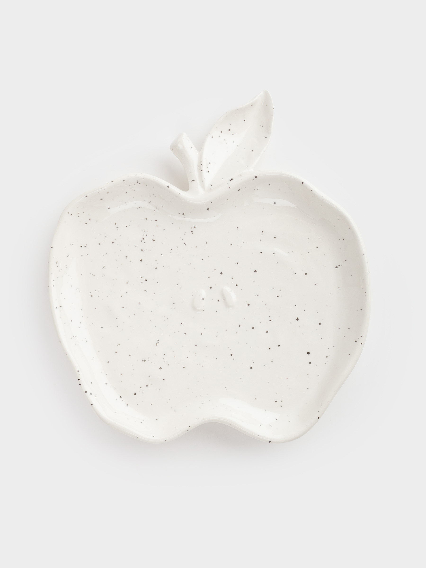 Dish, 19x17 cm, ceramic, white, speckled, Apple, Relief, image-2