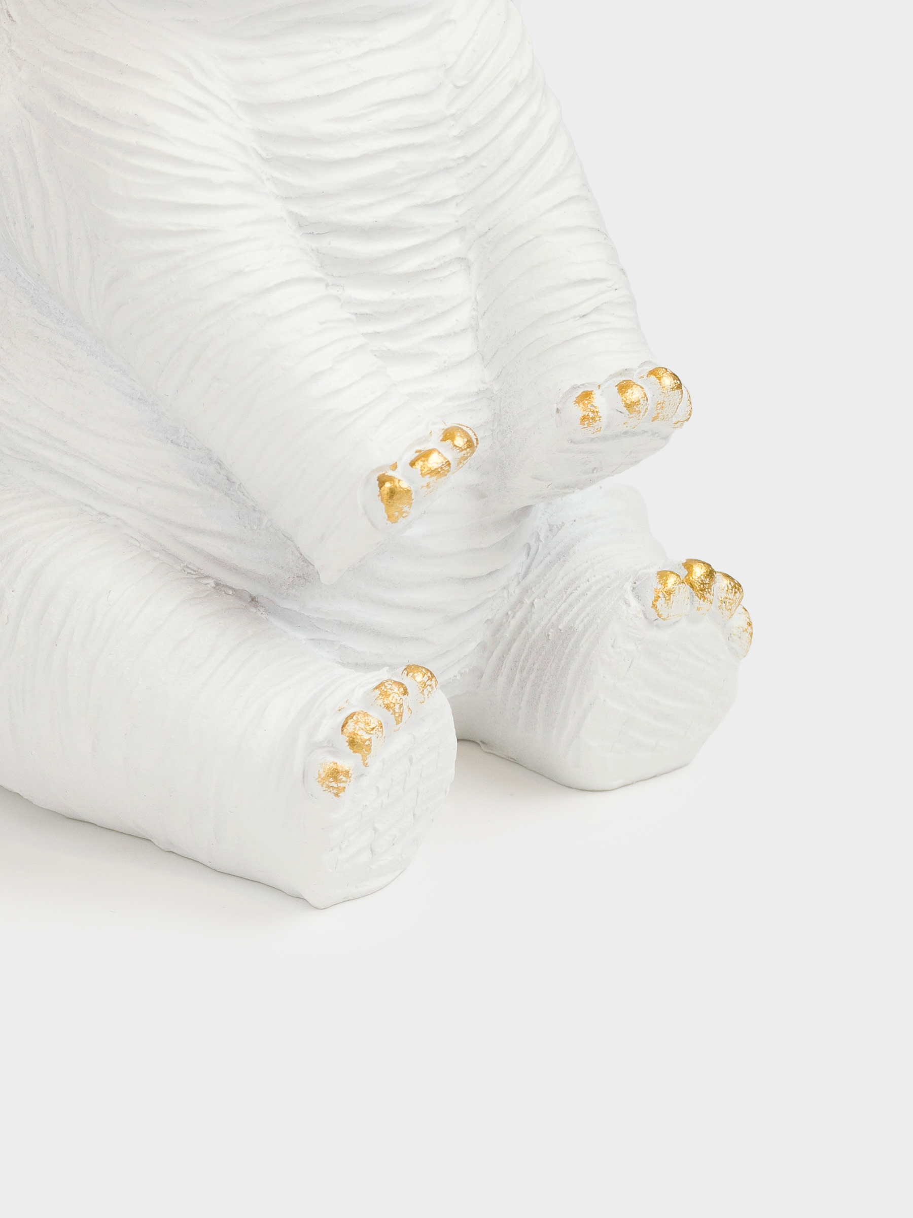 Decorative dish, 17x17x1 cm, on a leg, polyresin/metal, golden / white, Elephant, Elephant, image-4