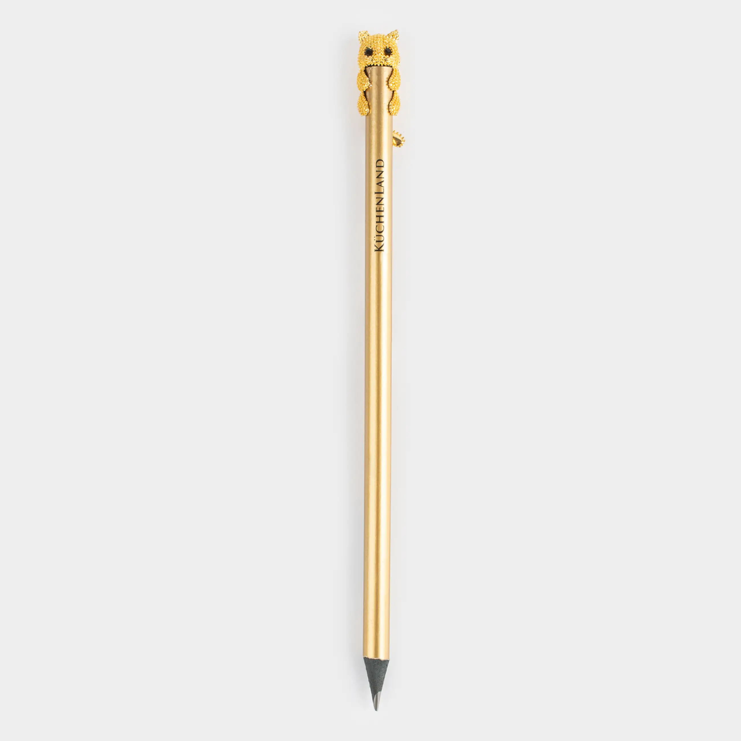Pencil, 18 cm, black-graphite, with figure, golden, Cat, Draw