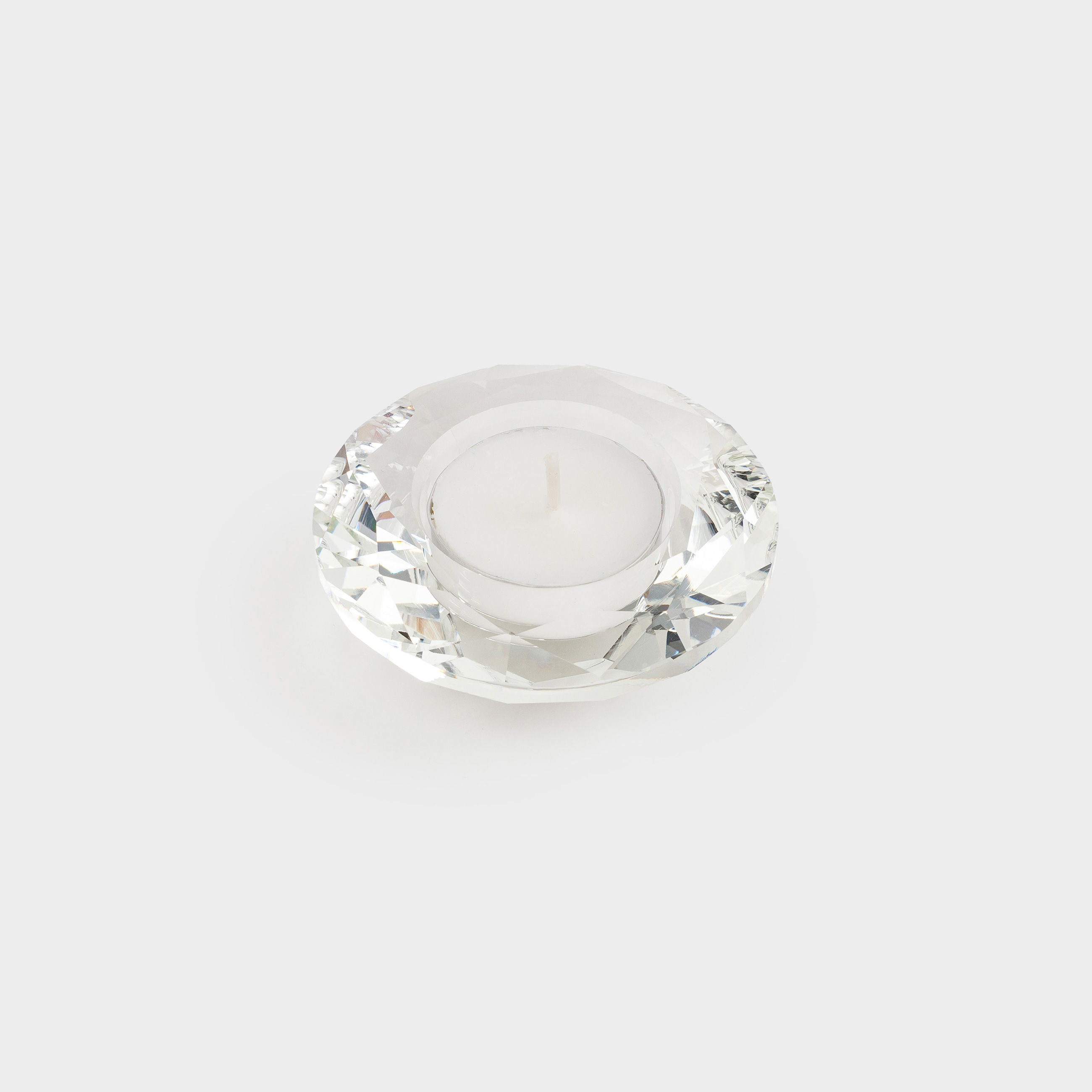 Candlestick, 7 cm, for a tea candle, Glass, Diamond, Diamond