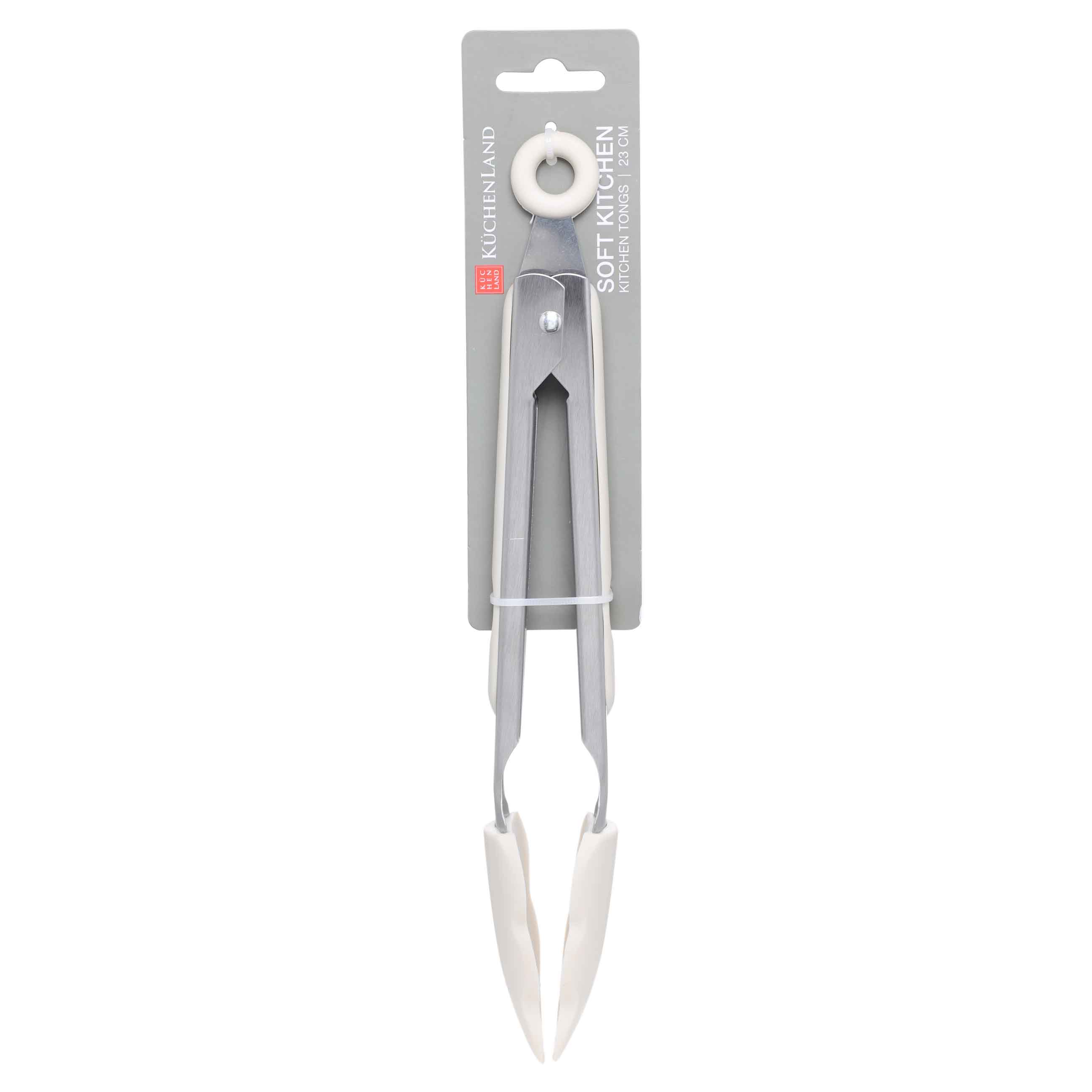 Kitchen tongs, 27 cm, silicone / steel, milky, soft kitchen
