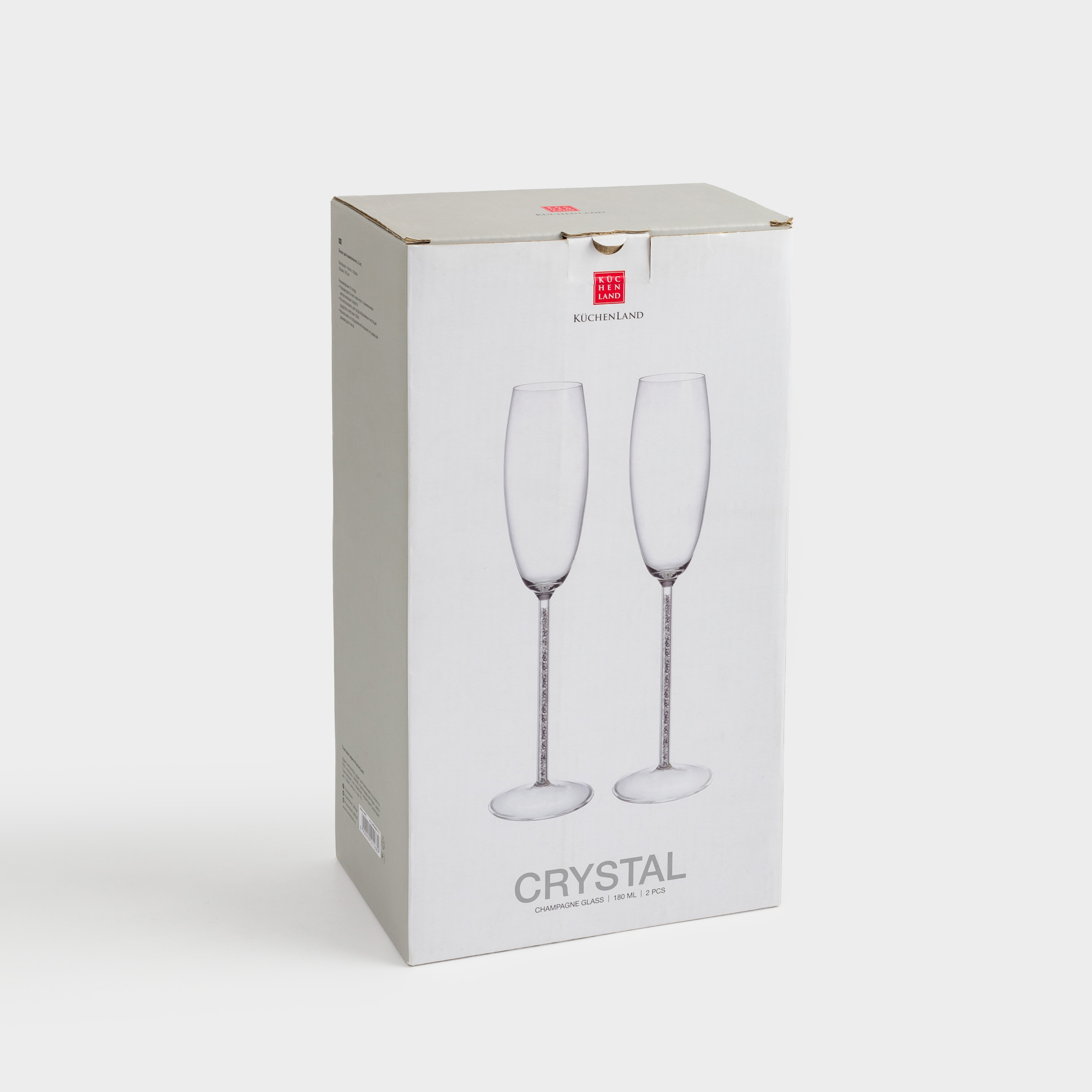 Champagne glass, 180 ml, 2 pcs, glass / rhinestones, Crystal