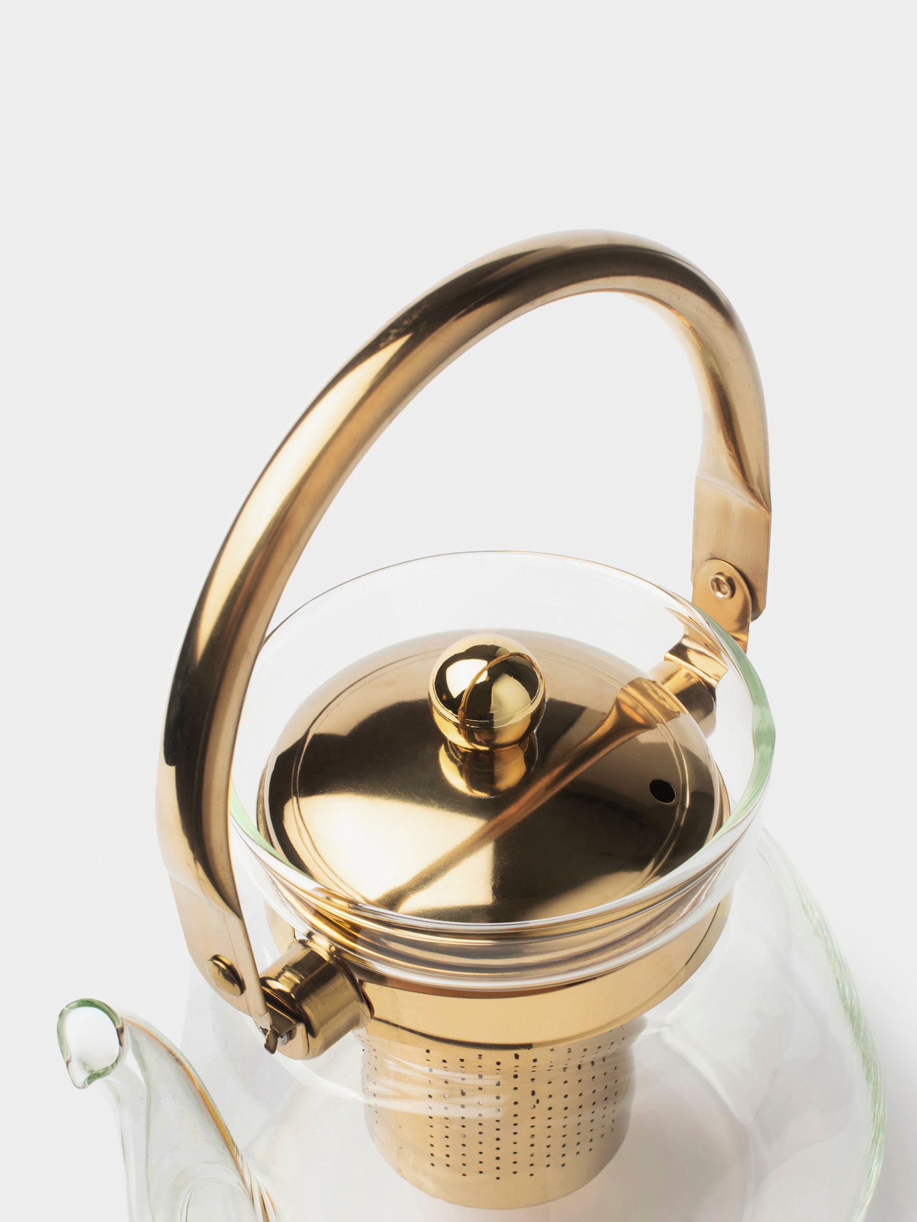 Teapot, 1,3 l, B/steel glass, golden, Classic gold, image-4