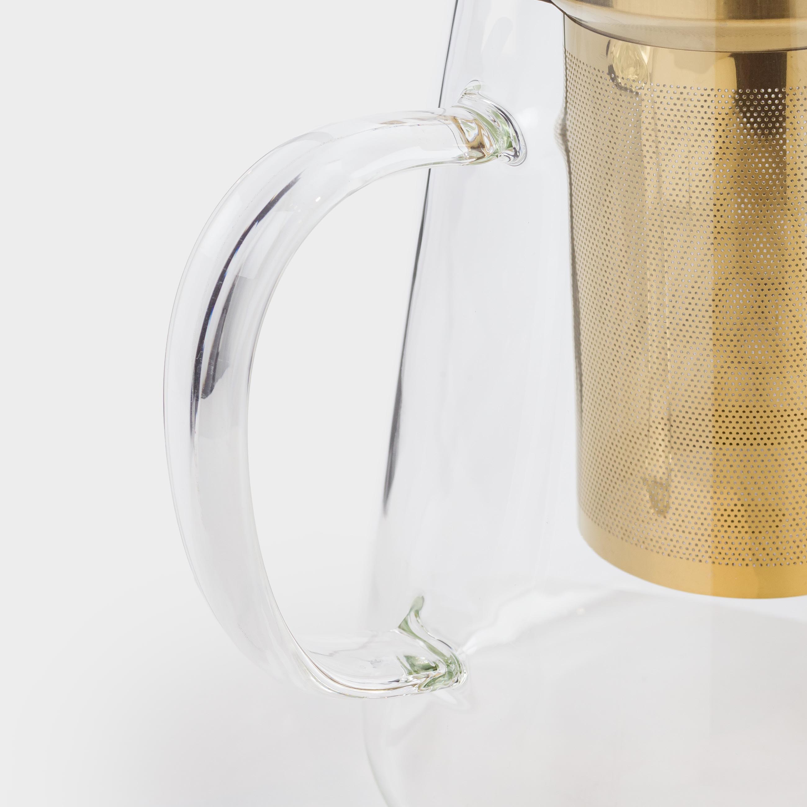 Tea set, 2 persons, 3 items, B glass / steel, golden, Air