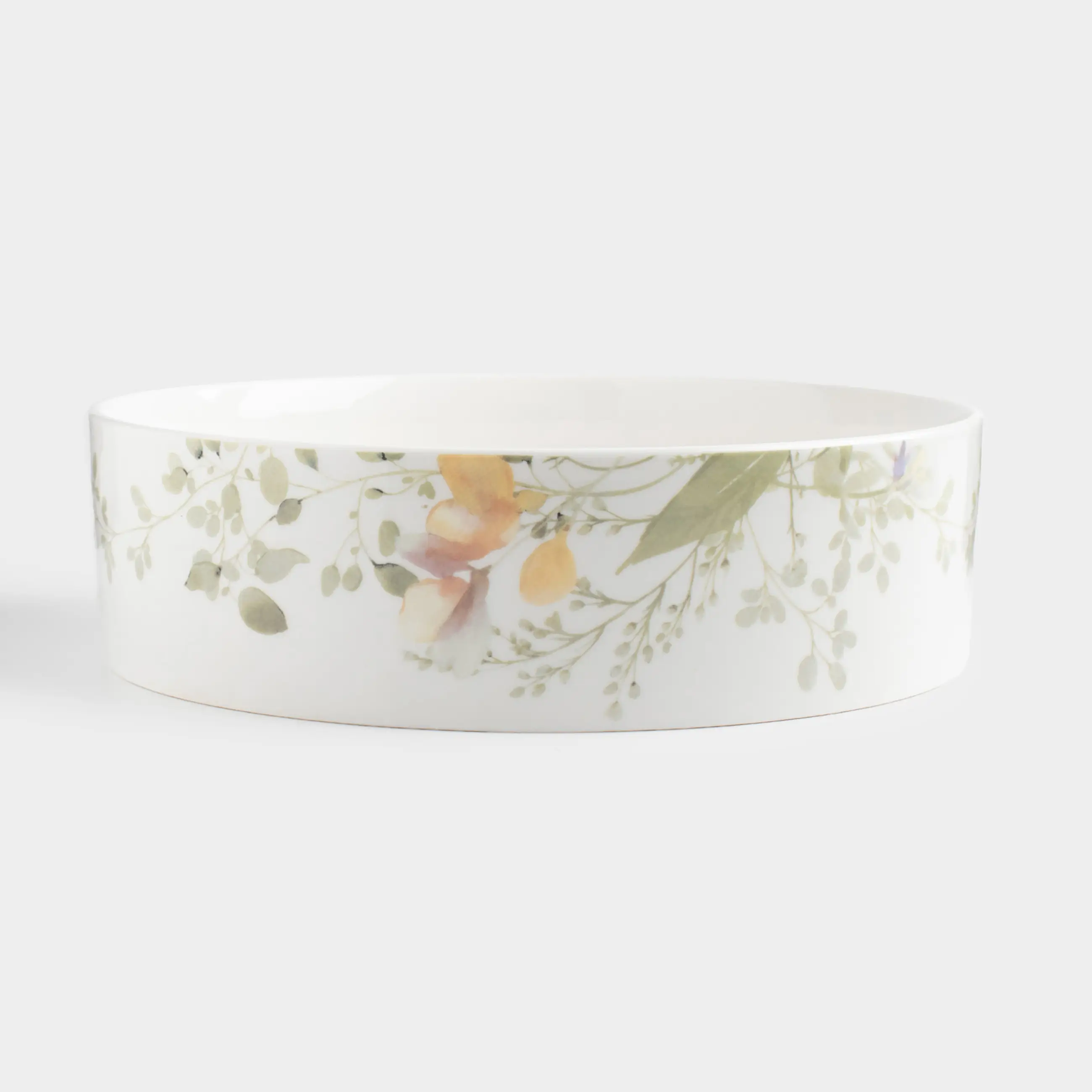 Dish, 23x6 cm, with sides, porcelain N, white, Flowers and leaves, Floreale