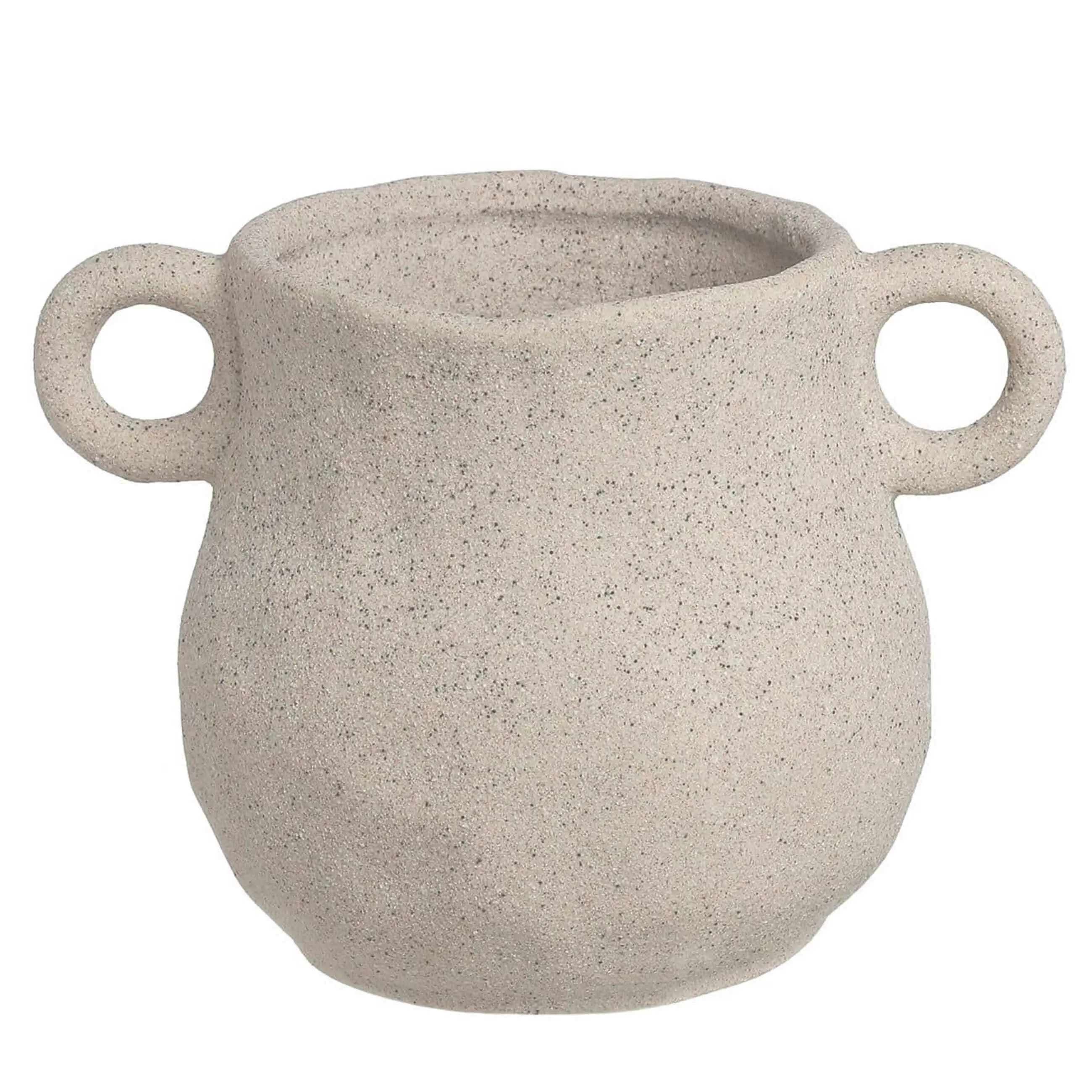 Decorative vase, 13 cm, with handles, ceramic, grey, Antic, image-0