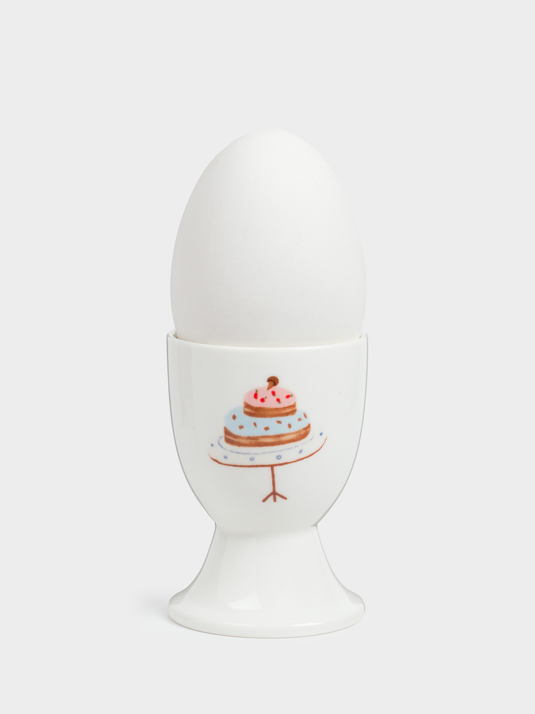 Egg stand for children, 7 cm, porcelain N, white, Cake and hare, Little pet, image-3