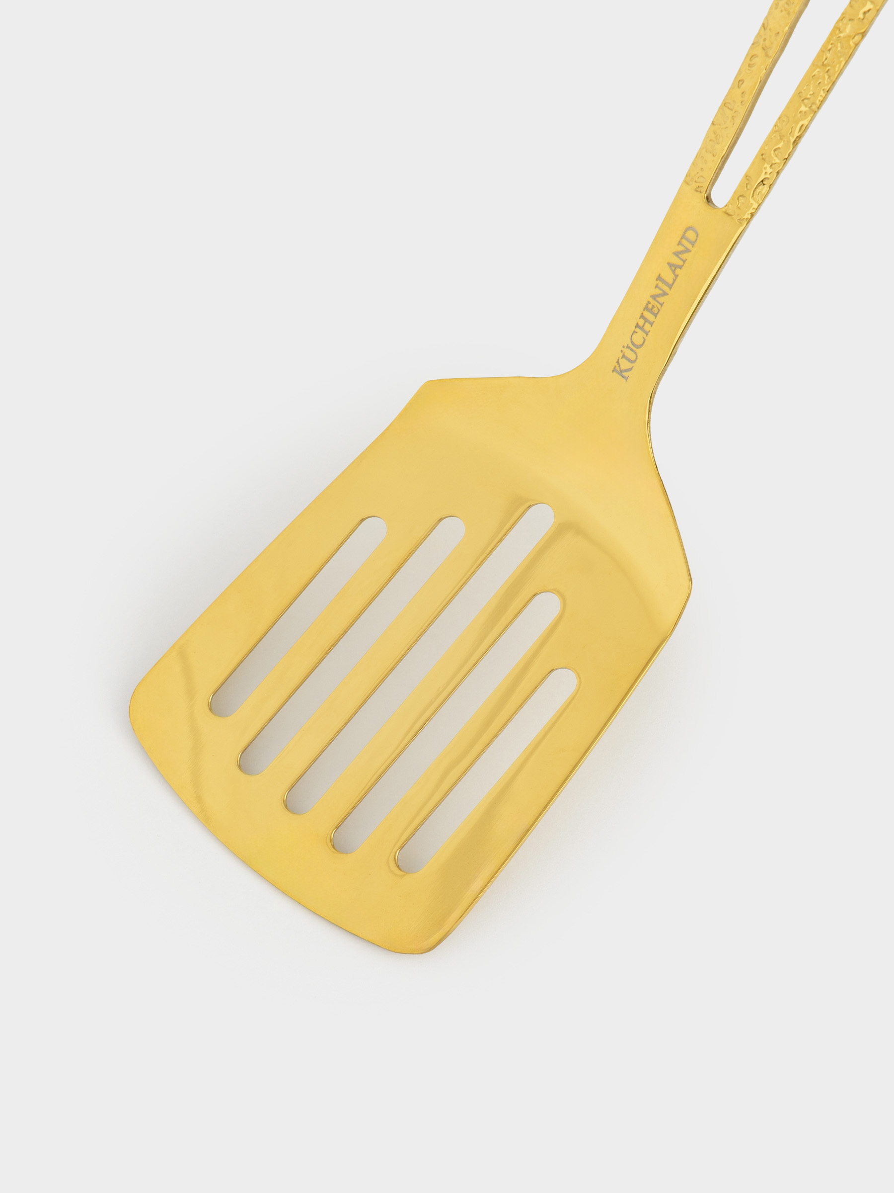 Spatula, 25 cm, with slits, steel, golden, Viron gold, image-2