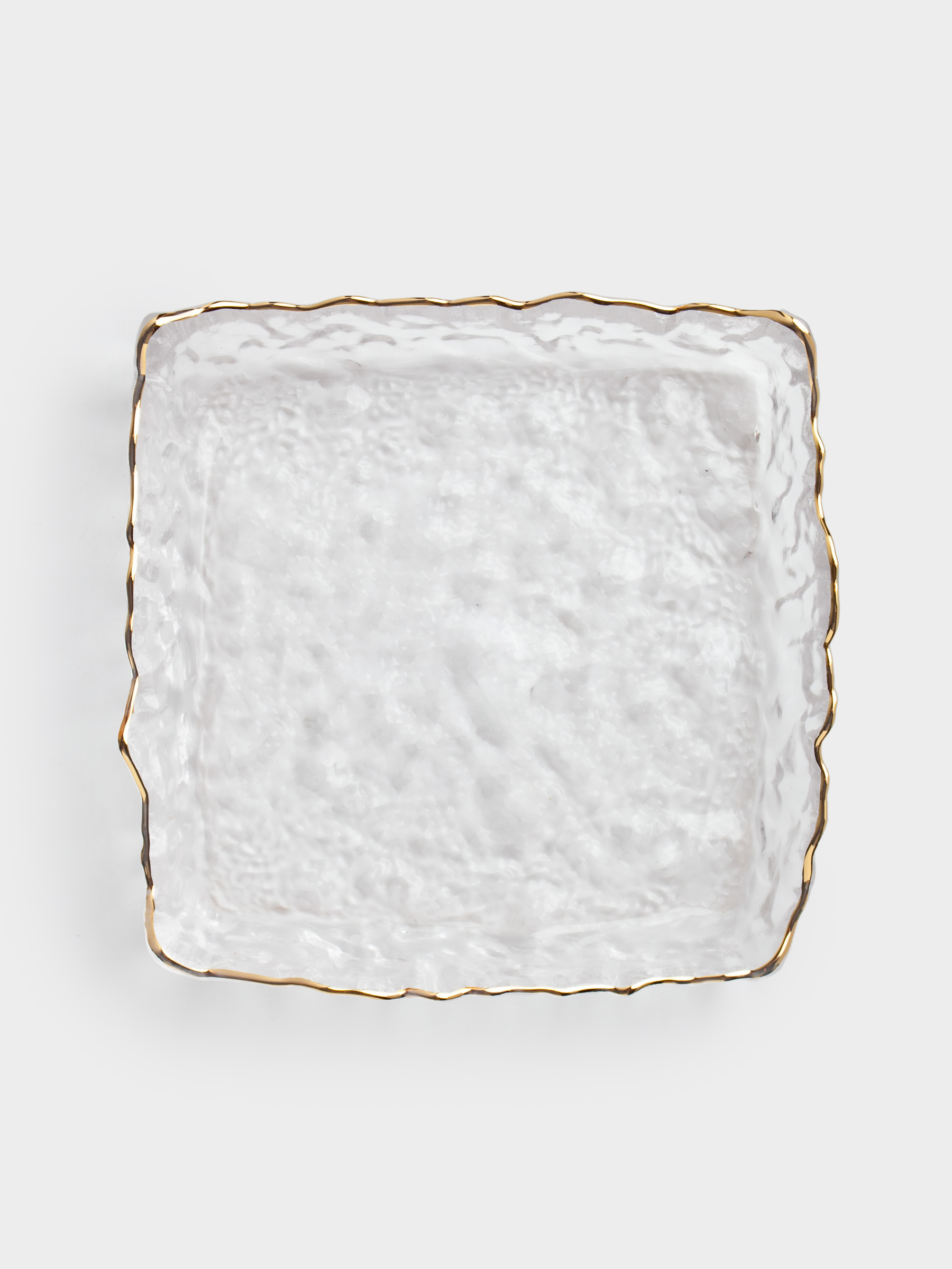Dish, 15x15 cm, glass, square, with golden edging, Nautilus gold, image-4