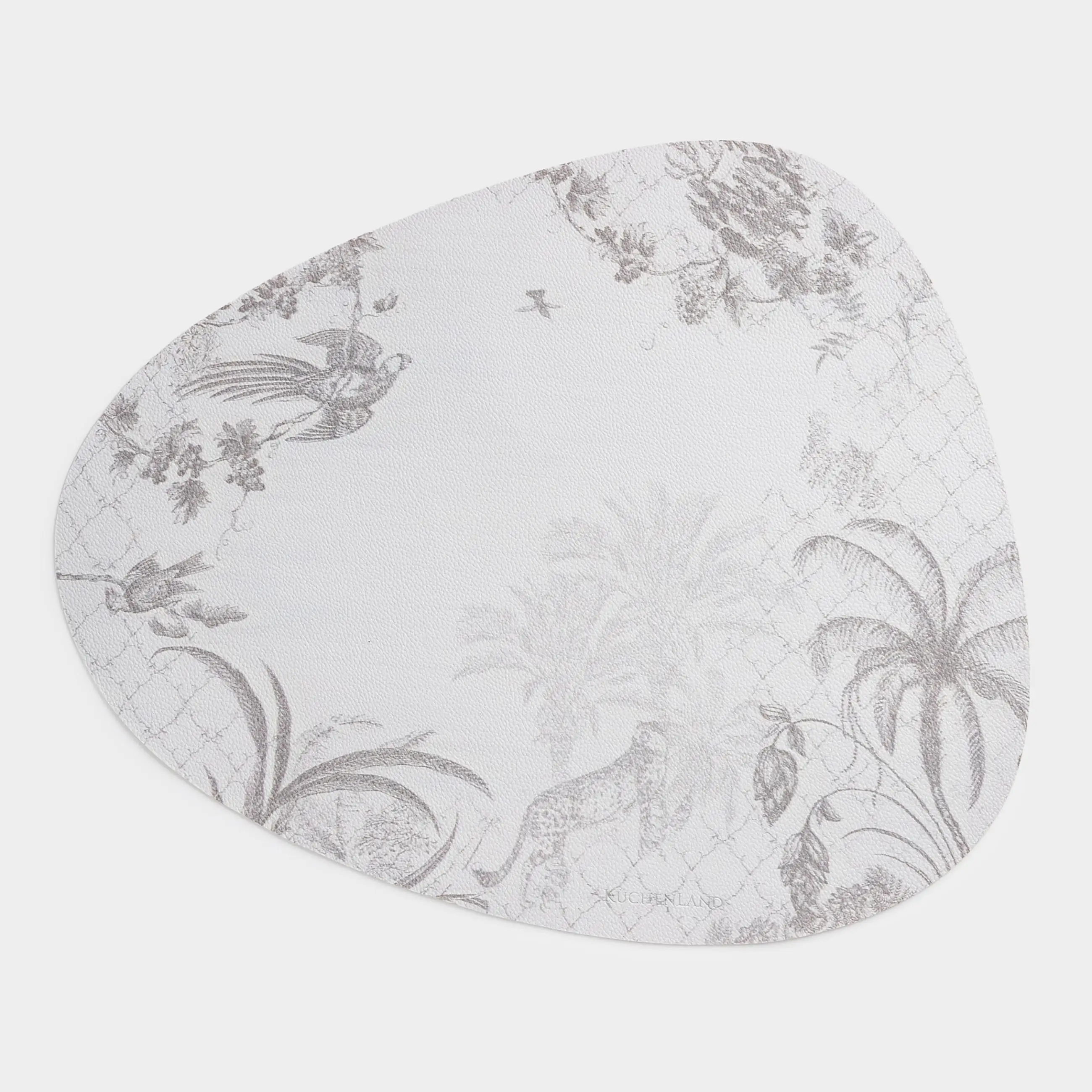 Placemat, 37x45 cm, PVC, curly, light gray, Jungle, Rock print