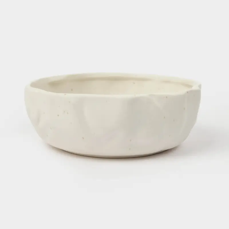 Salad bowl, 15x6 cm, 550 ml, ceramic, milk, speckled, Crumpled effect, Crumple speckled