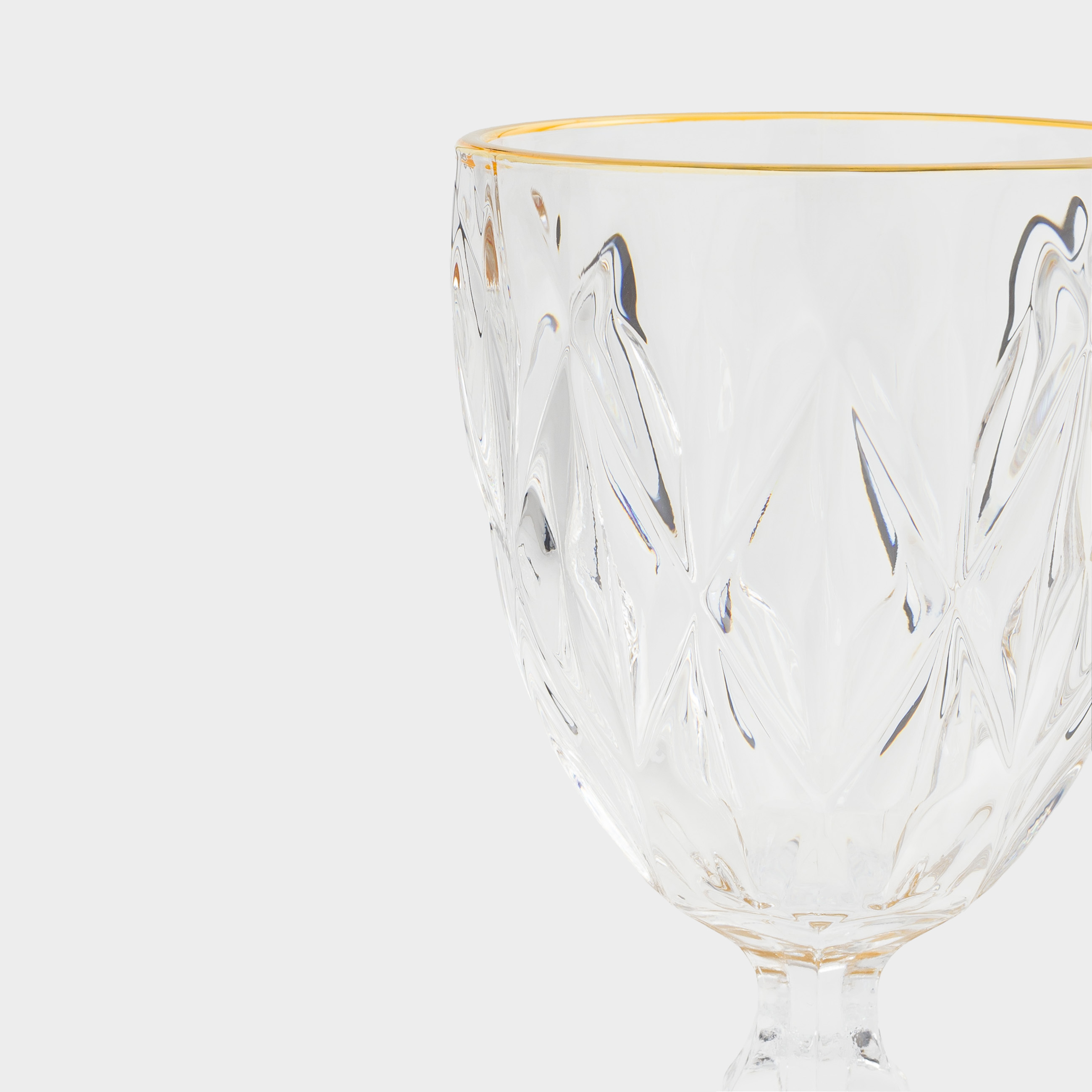 Wine glass, 300 ml, glass R, with golden edging, Rhomb gold