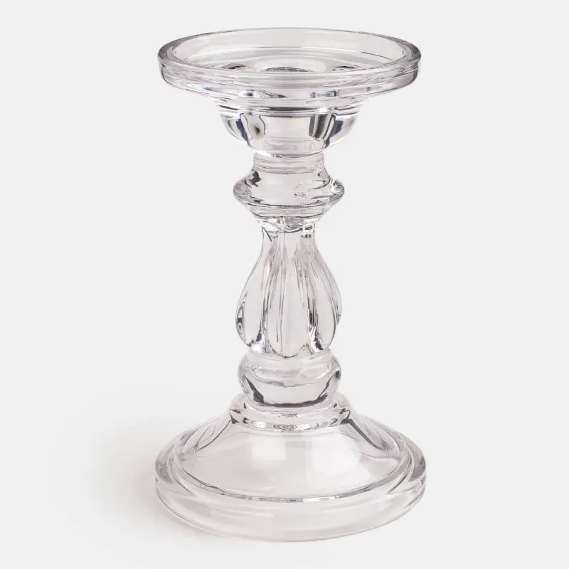 Candle holder, 16 cm, for one candle, on a leg, glass, Glorious