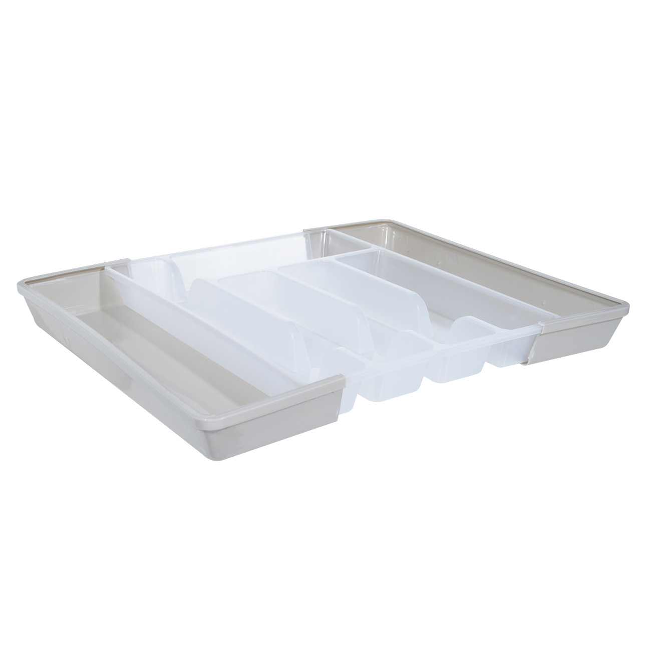 Cutlery tray, 37x27 cm, 7 units, sliding, plastic, white-gray, Keeping, image-1