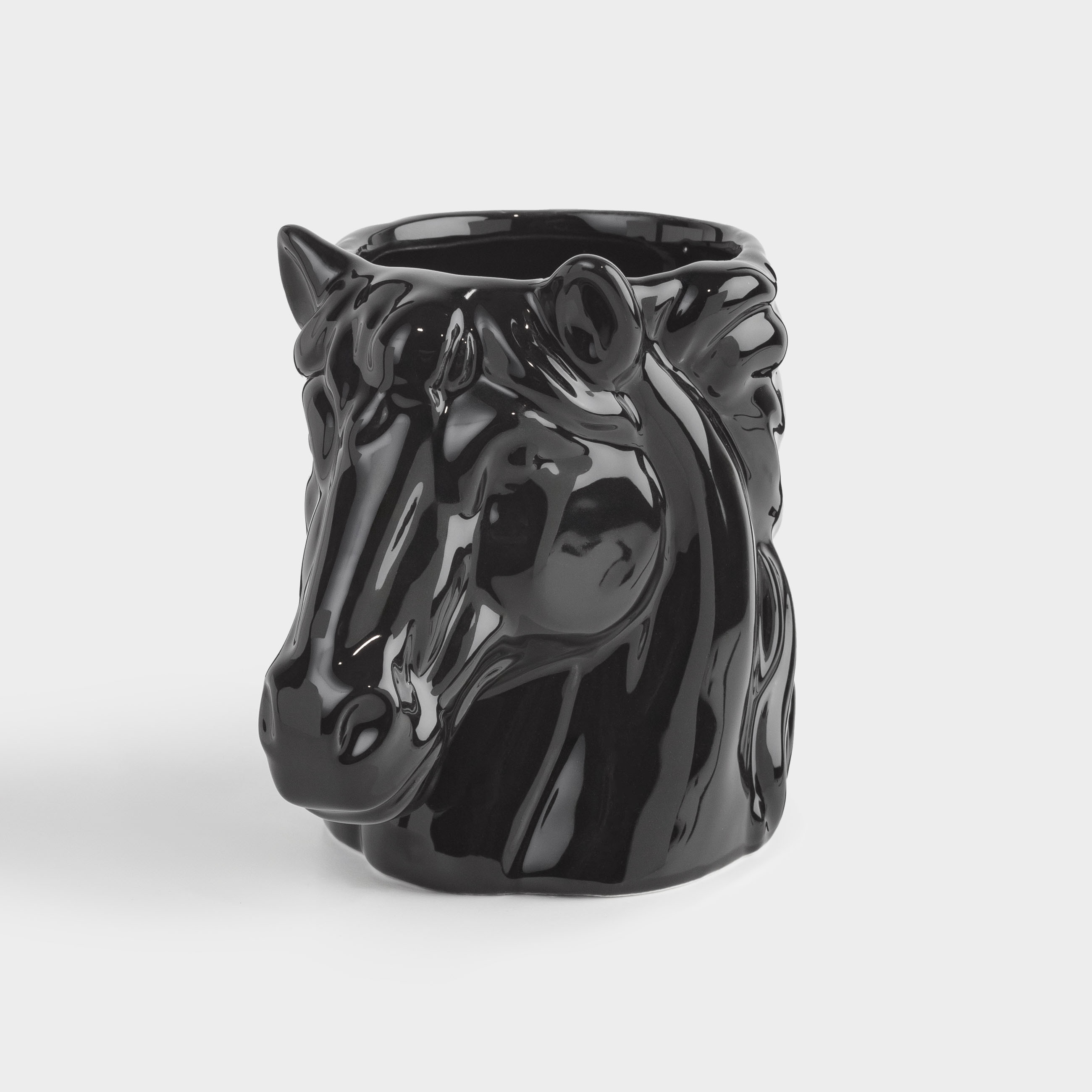 Mug, 500 ml, ceramic, black, Horse head, Horse, image-1