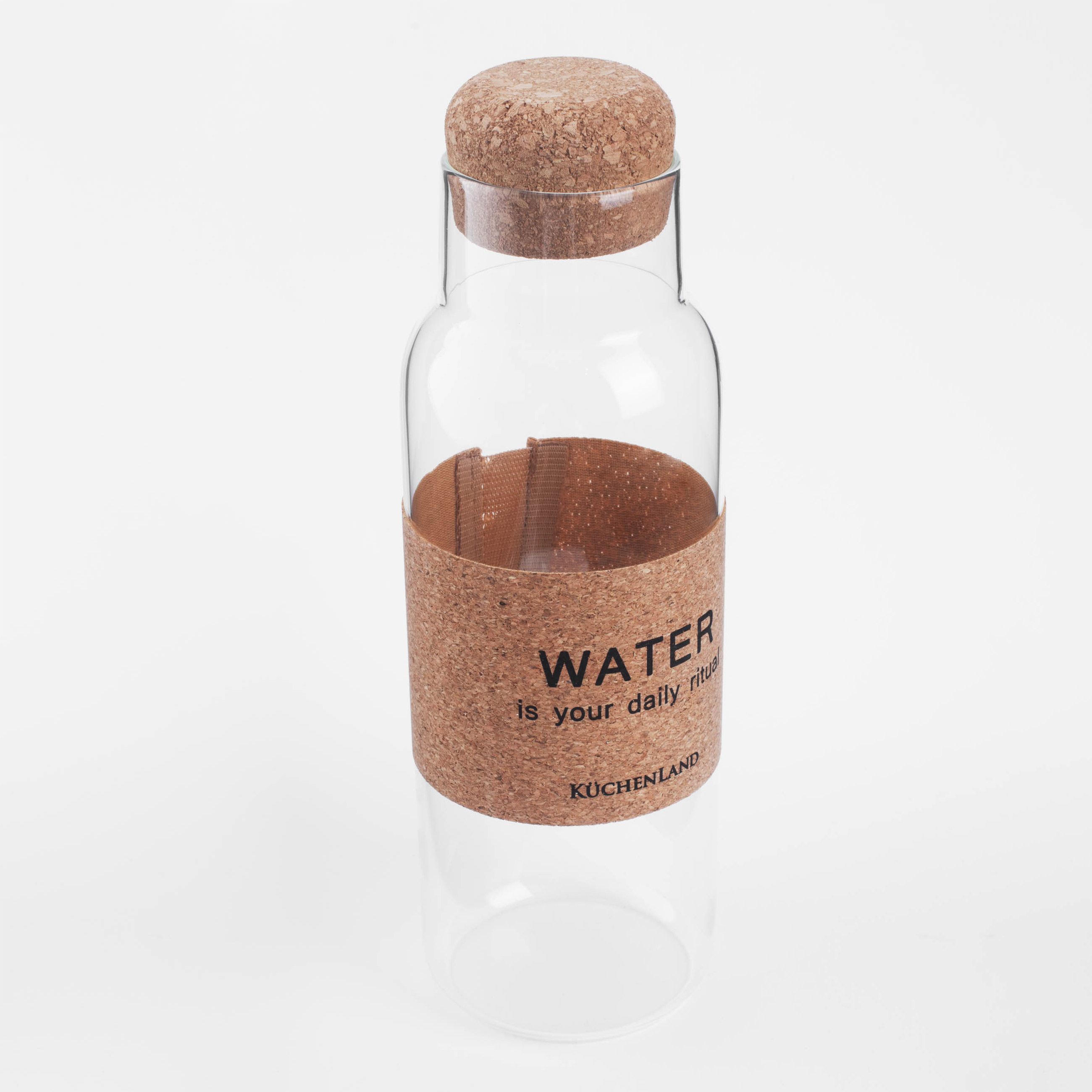 Beverage bottle, 1.25 l, with zarf, Used glass stopper, Clear font, image-1