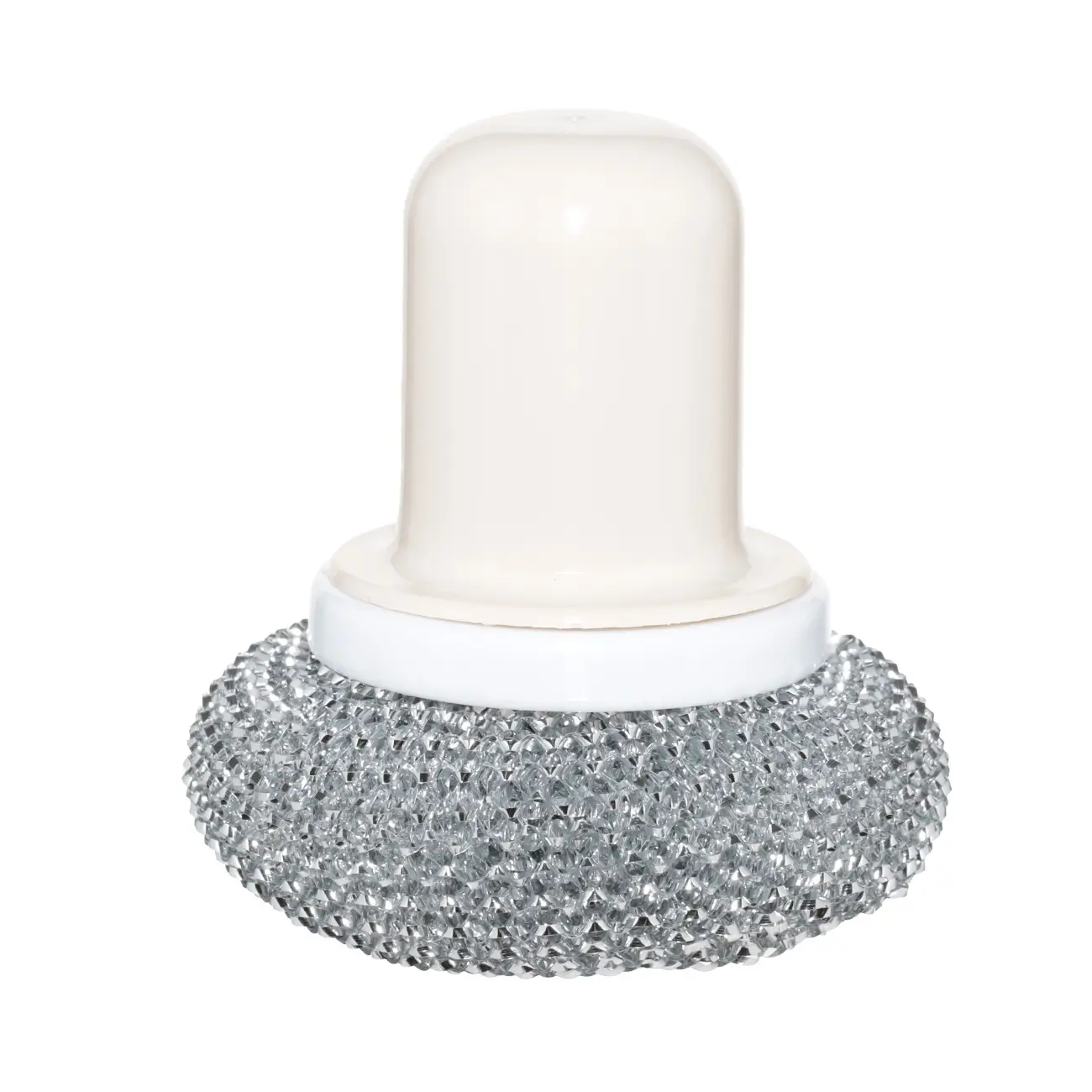 Cleaning sponge, 8 cm, with oval holder, plastic, silver-beige, Clean, image-0