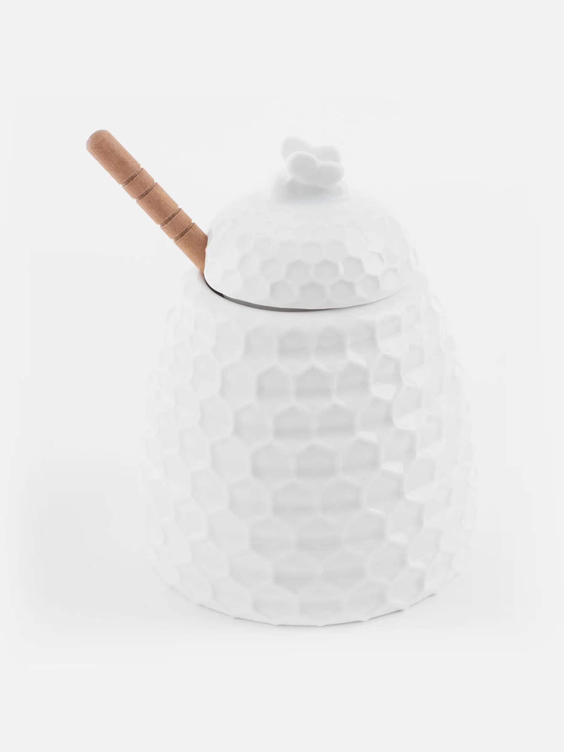 Honey jar, 400 ml, with spoon, porcelain P / Bamboo, Honeycomb, Honey 