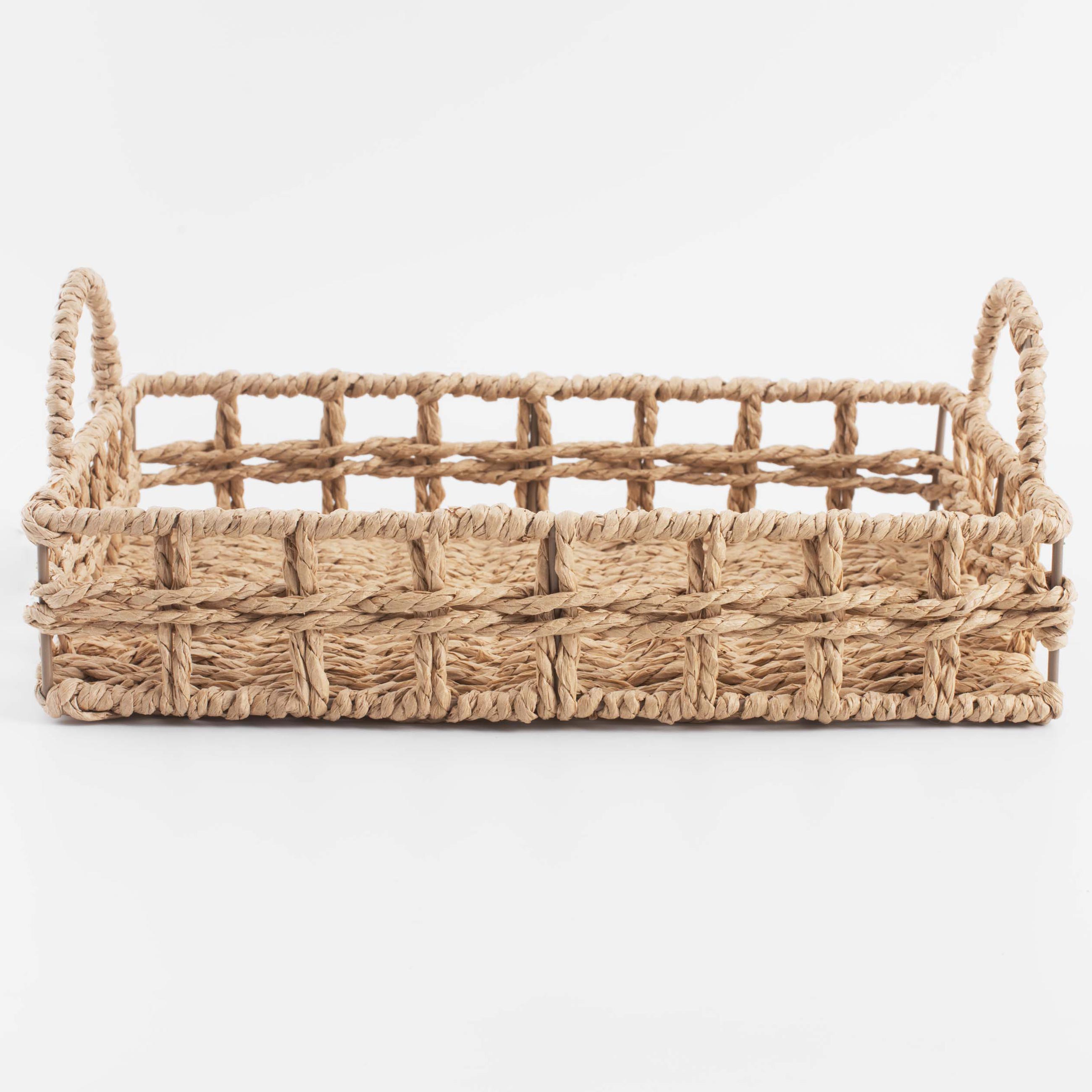 Tray, 29x20 cm, wicker, with handles, cellulose, Rectangular, Braided