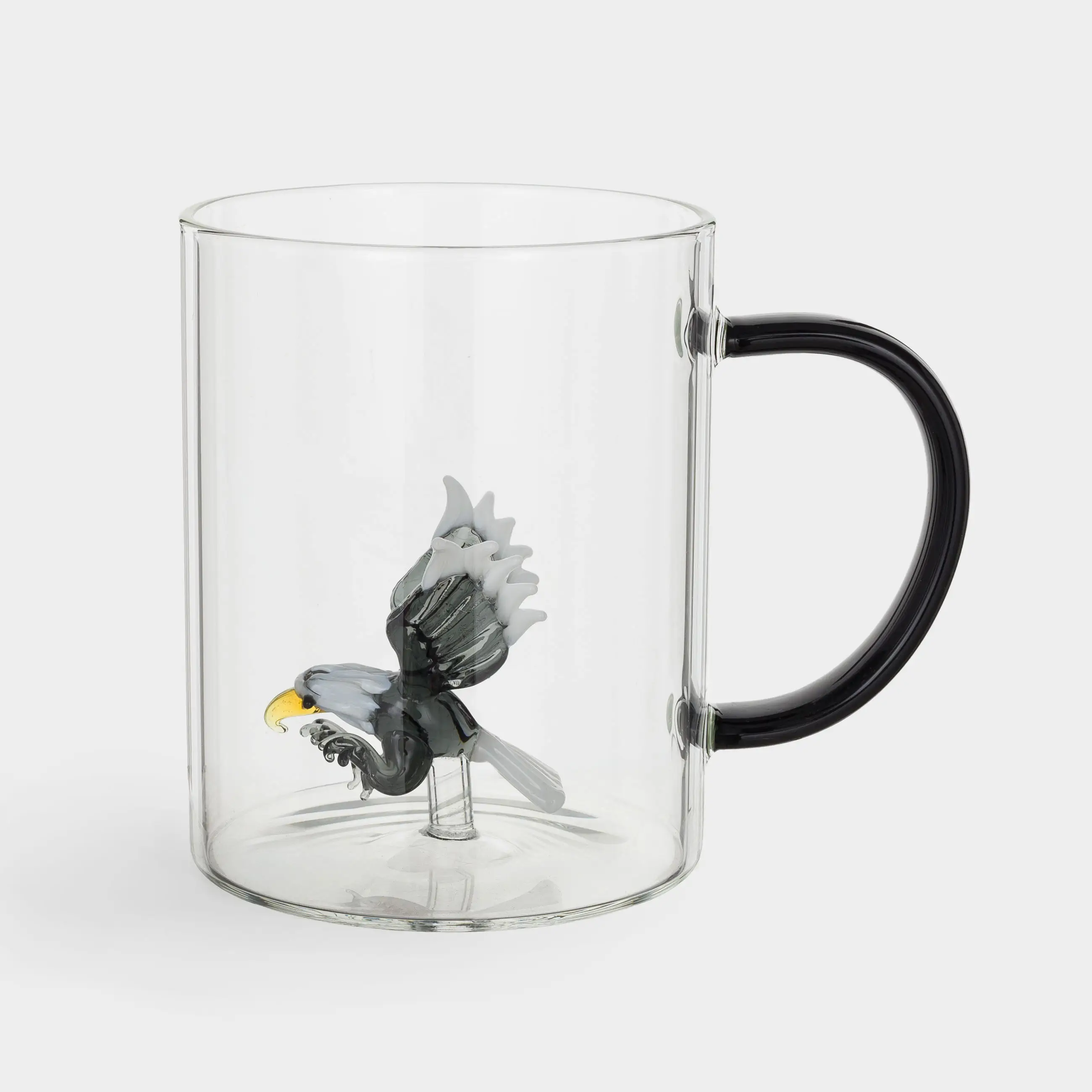 Mug, 500 ml, glass B, black handle, Eagle, Shape