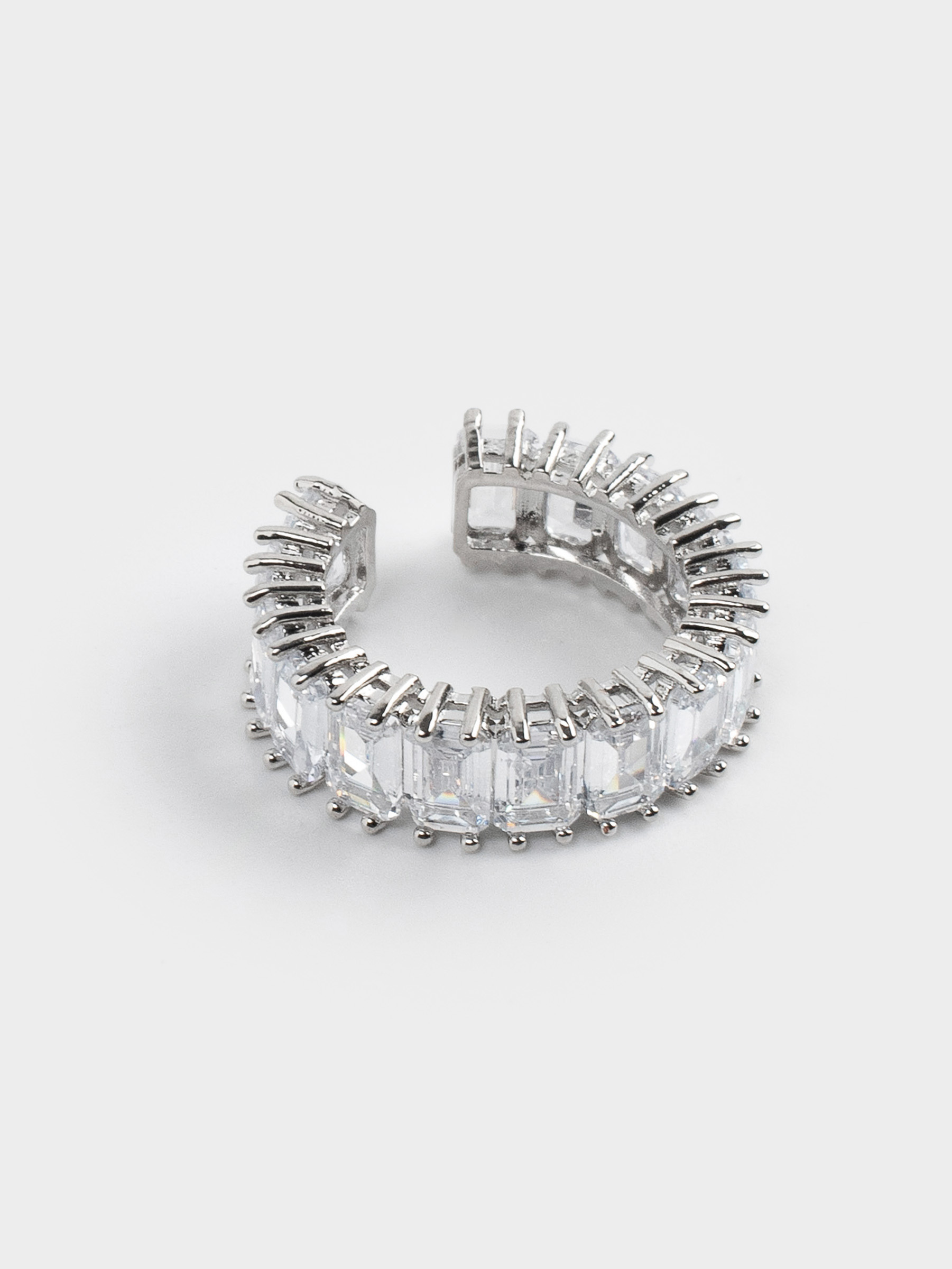 Ring, size S-M, single size, metal / glass, silver, Crystals, Jewelry crystal, image-2