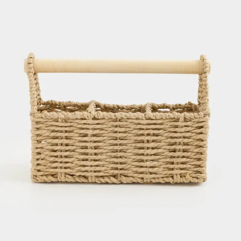 Kitchen accessories stand, 24x16 cm, 3 units, with handle, cellulose / wood, Braided