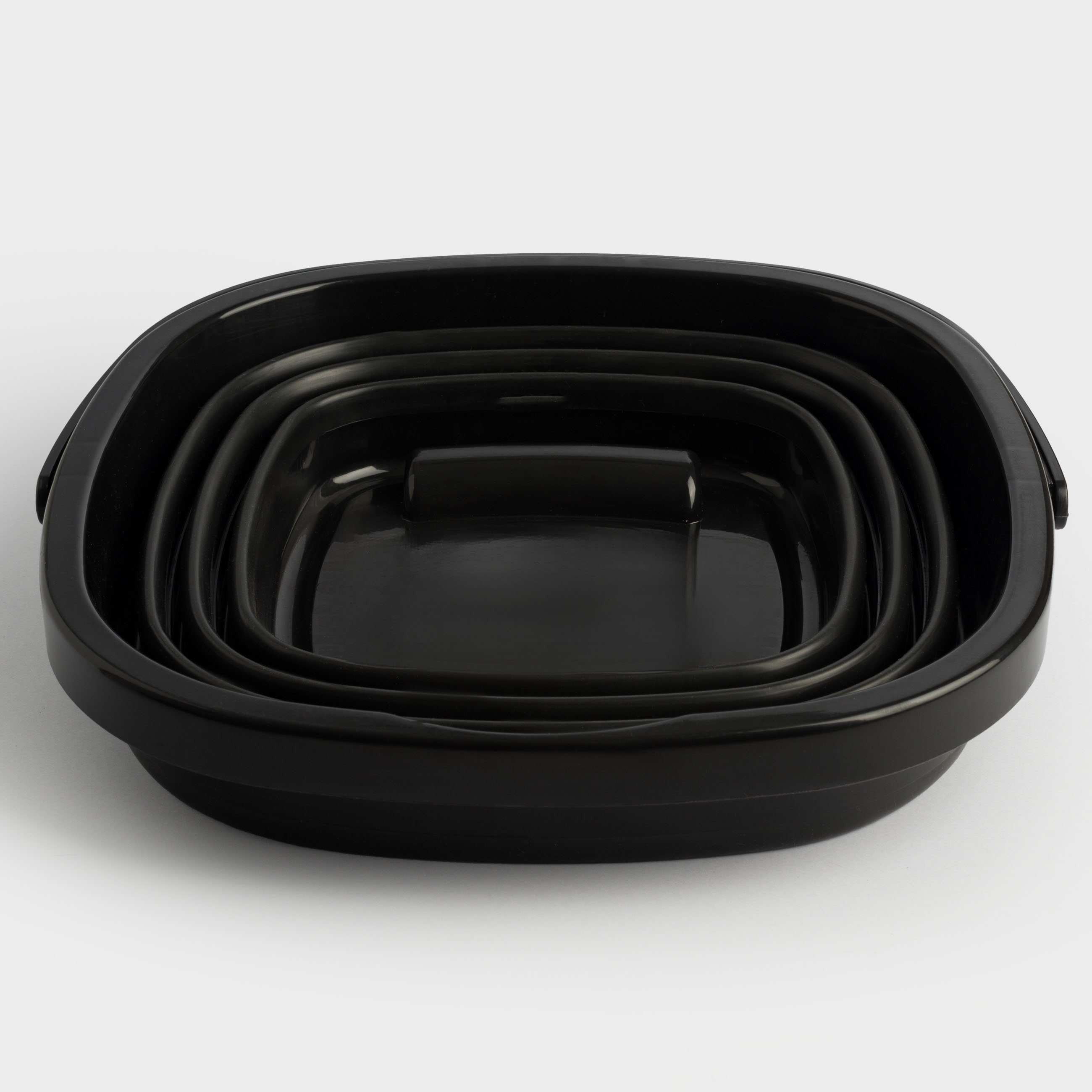 Folding bucket, 10 l, plastic/rubber, square, black, Foldaway black
