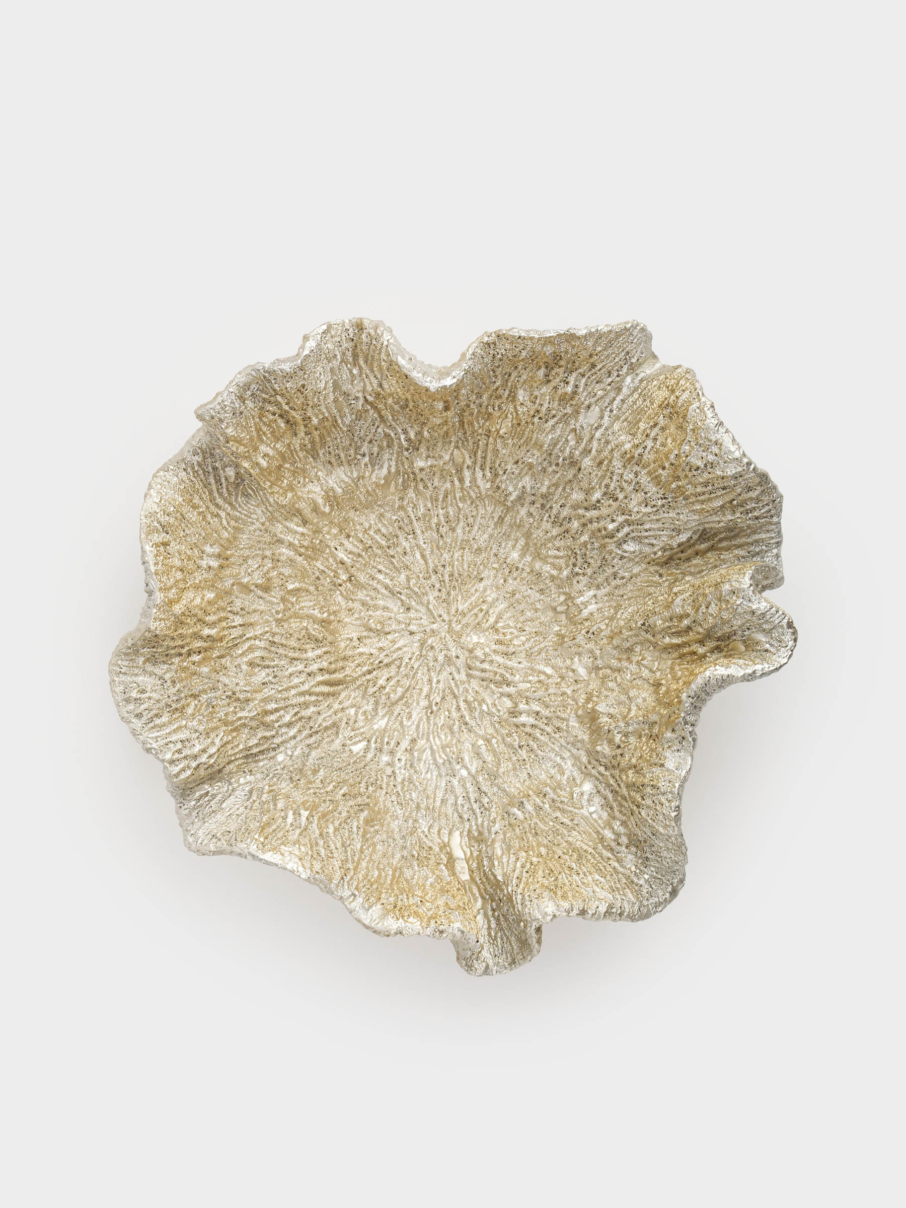 Decorative dish, 30x29x12 cm, polyresin, golden, Coral, Coral, image-2