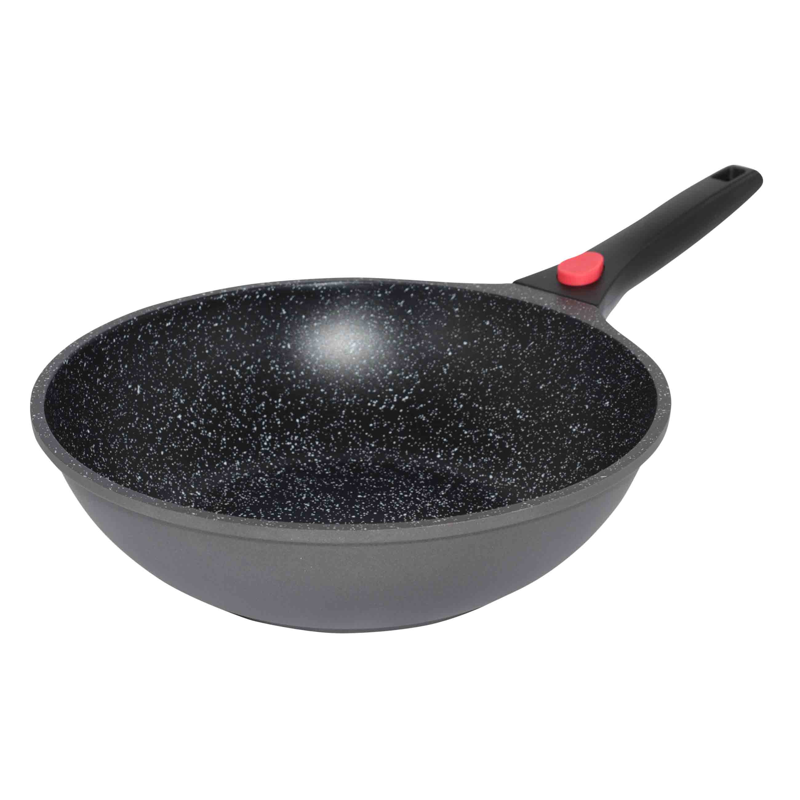 Wok, 28 cm, with lid, removable handle, coated, aluminum, Solution Red 2