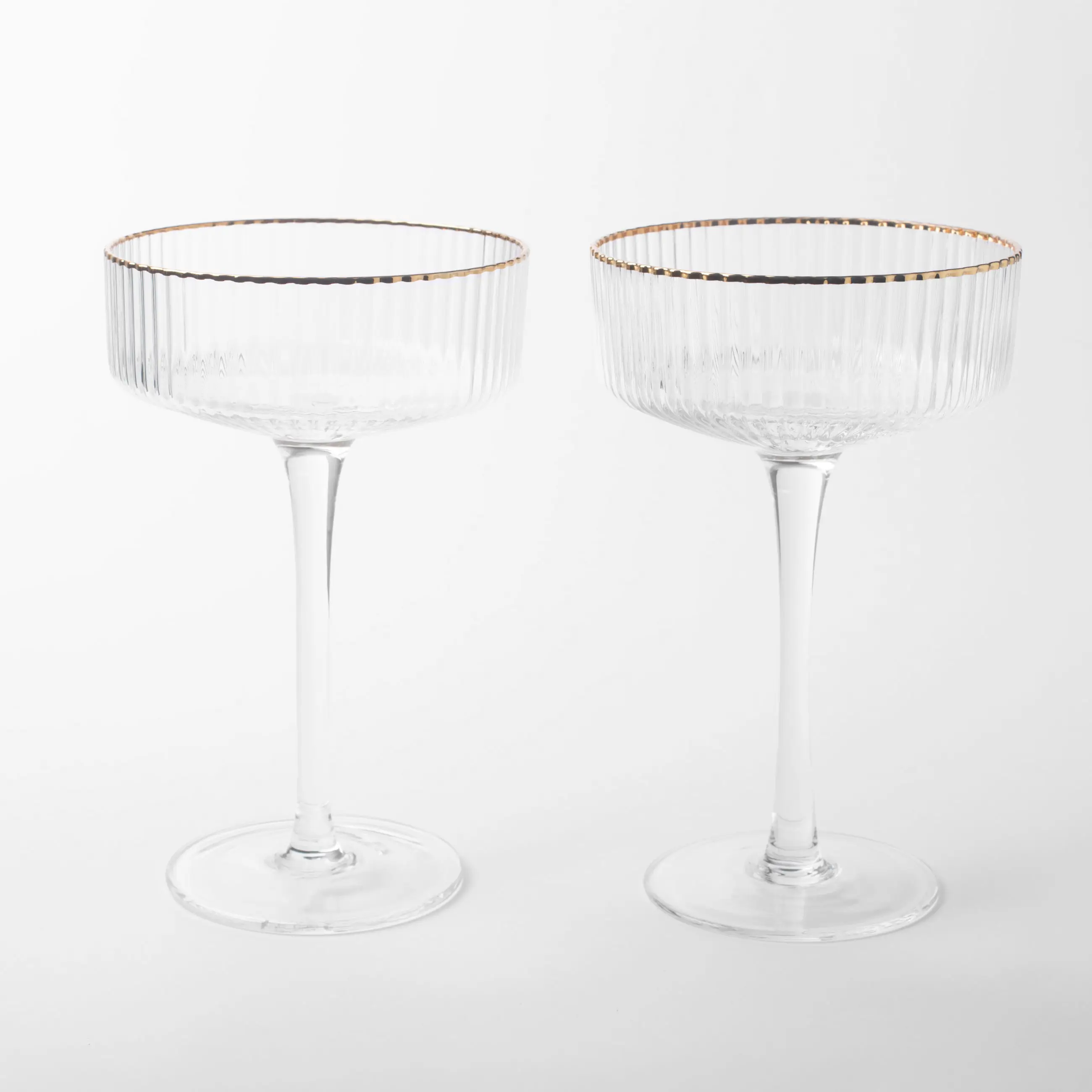 Drinking glass, 200 ml, 2 pcs, glass R, with golden edging, Ribby, image-0