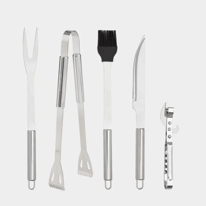 BBQ set, 5 items, in a fabric case, steel / silicone/eco-leather, BBQ ,image-0
