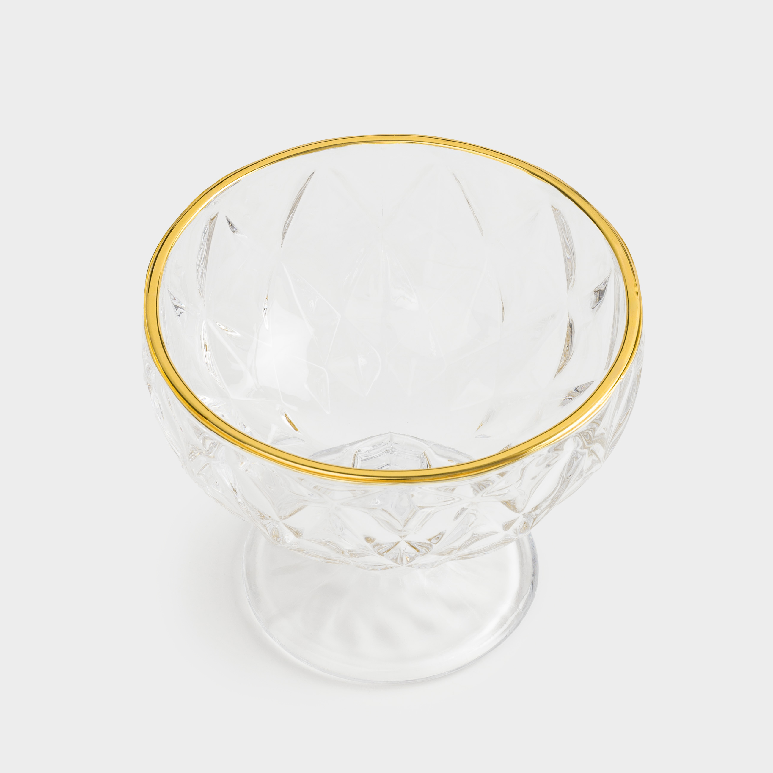 Cream bowl, 12 cm, 320 ml, P glass, with golden edging, Rhomb gold