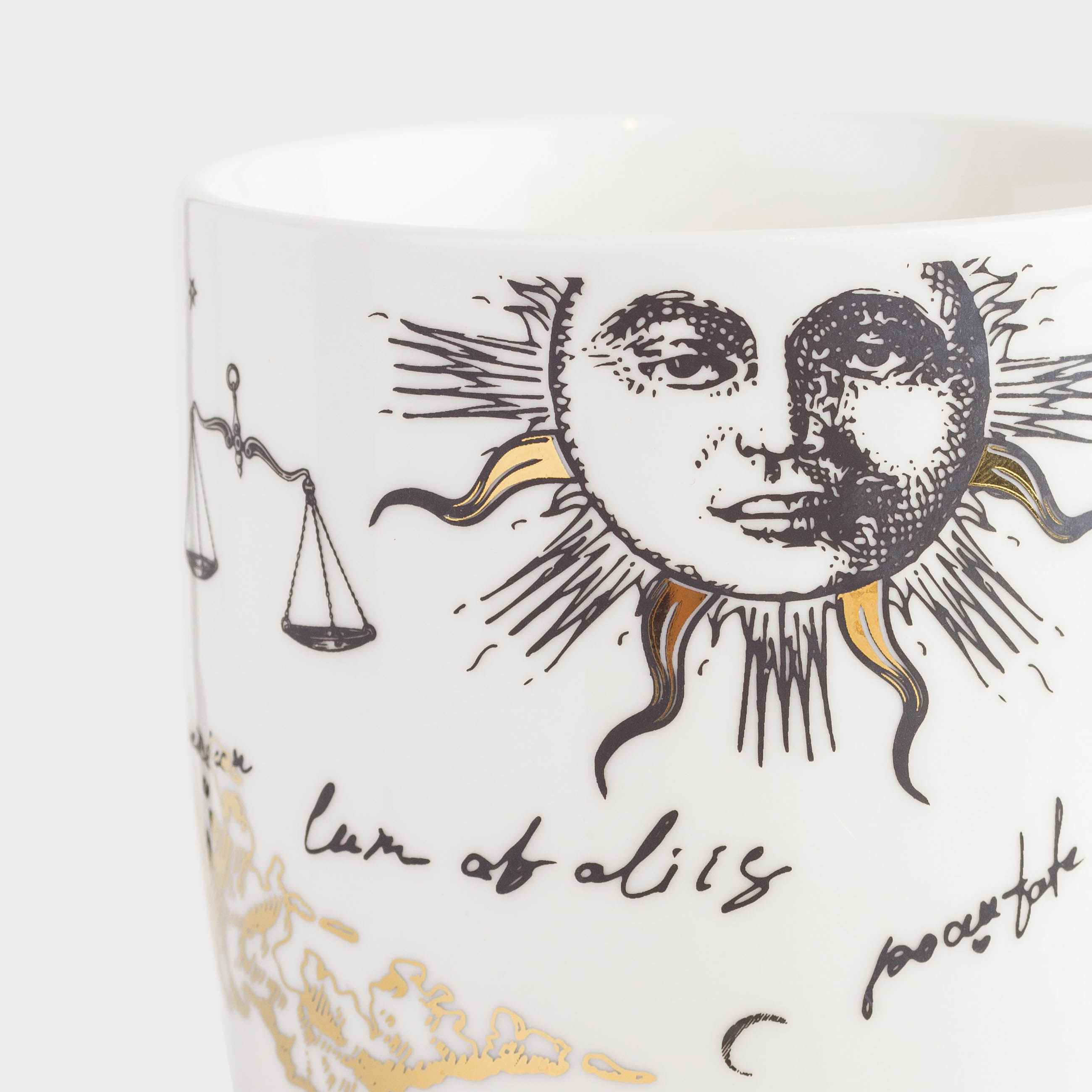 Mug, 380 ml, porcelain N, white and gold, Astrology, Zodiac, image-1