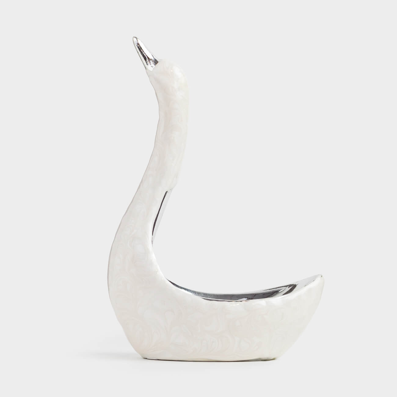 Jewelry holder, 10 cm, polyresin, silver-pearl, Swan, Fantastic