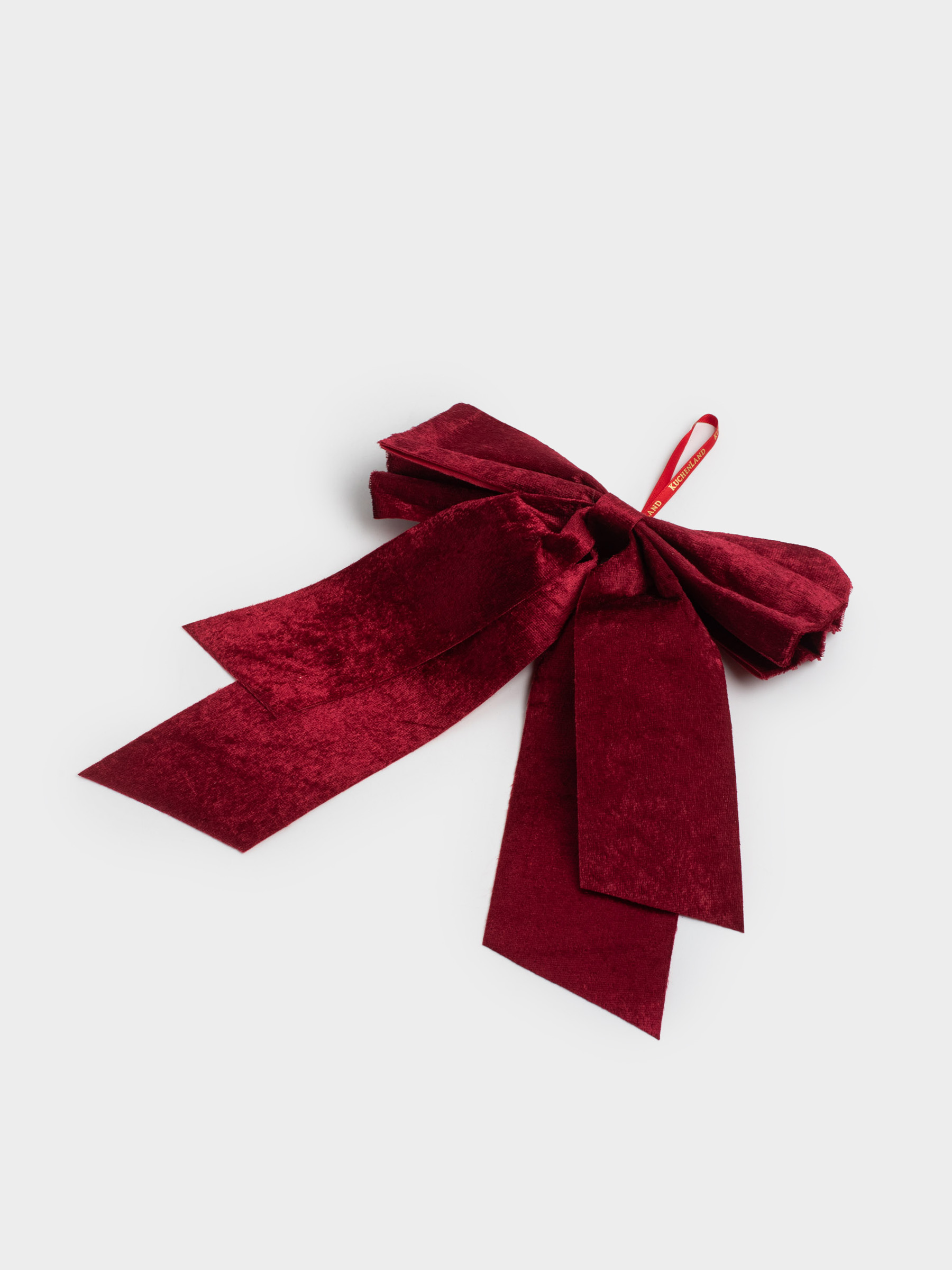 Decorative ornament, 27 cm, polyester, red, Bow, Bow velvet, image-2