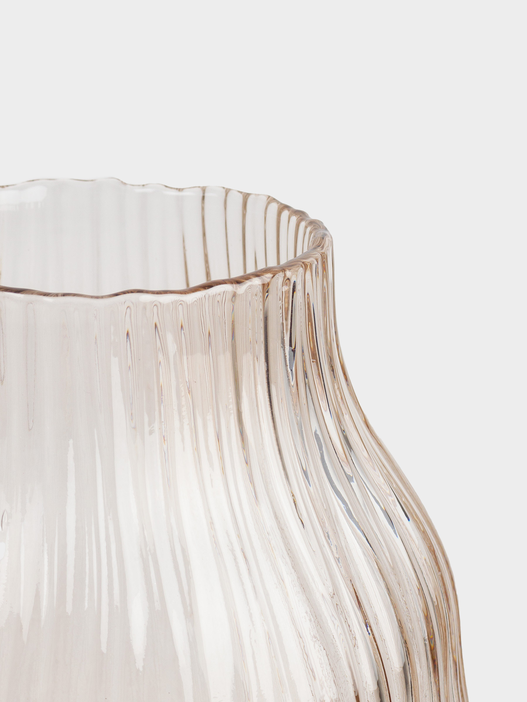 Flower vase, 24 cm, glass, beige, Stripes, image-1