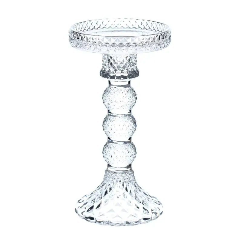 Candle holder, 16 cm, for one candle, on a leg, glass, Naiad, image-0