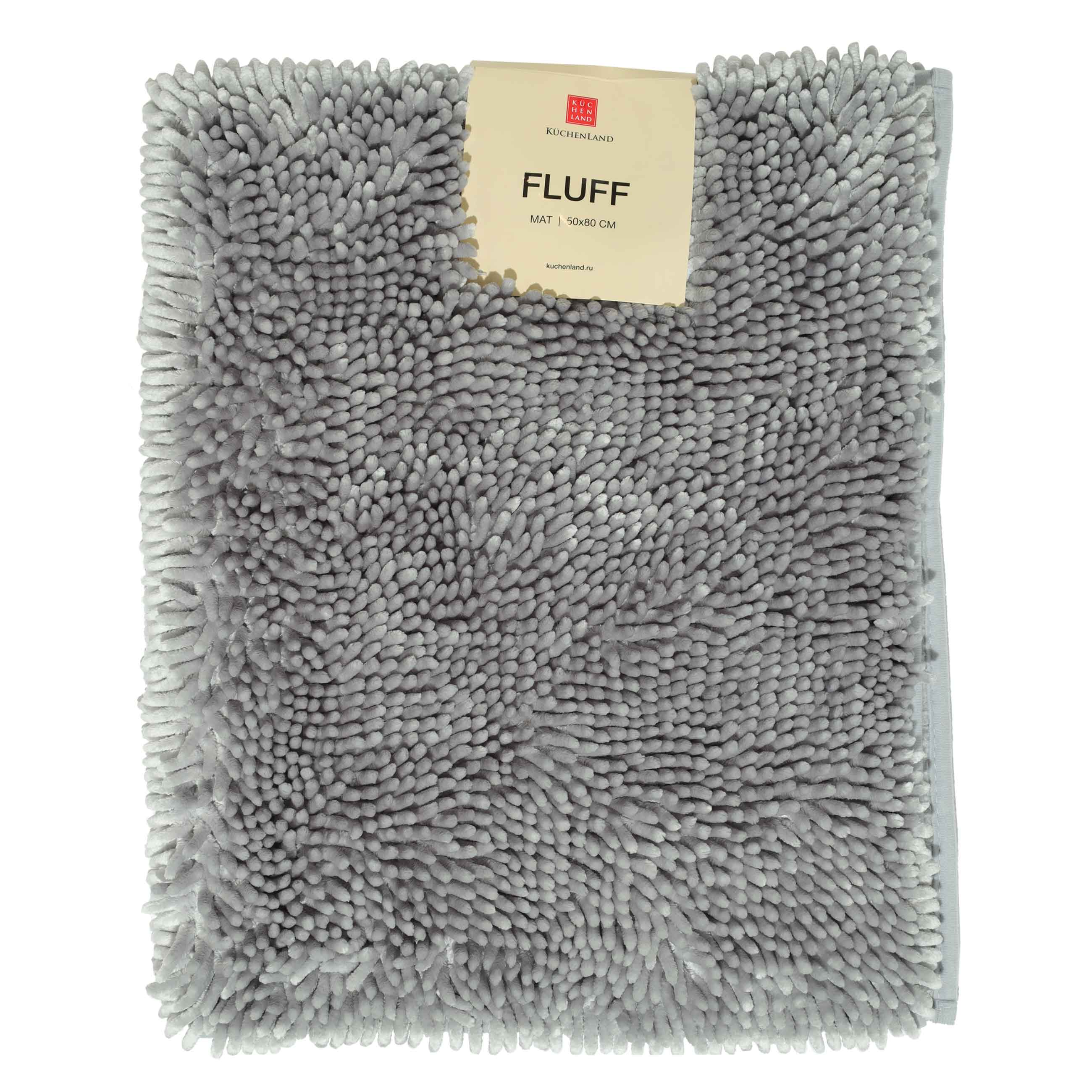 Mat, 50x80 cm, anti-slip, polyester, grey, Fluff, image-1