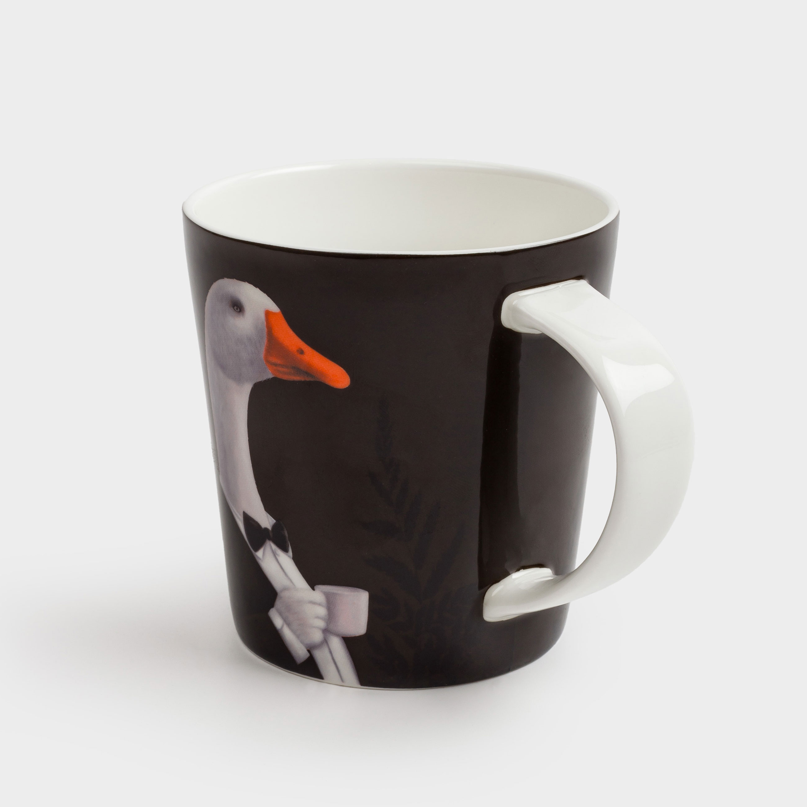 Mug, 450 ml, porcelain F, black and white, Goose in a tuxedo, Goose, image-1