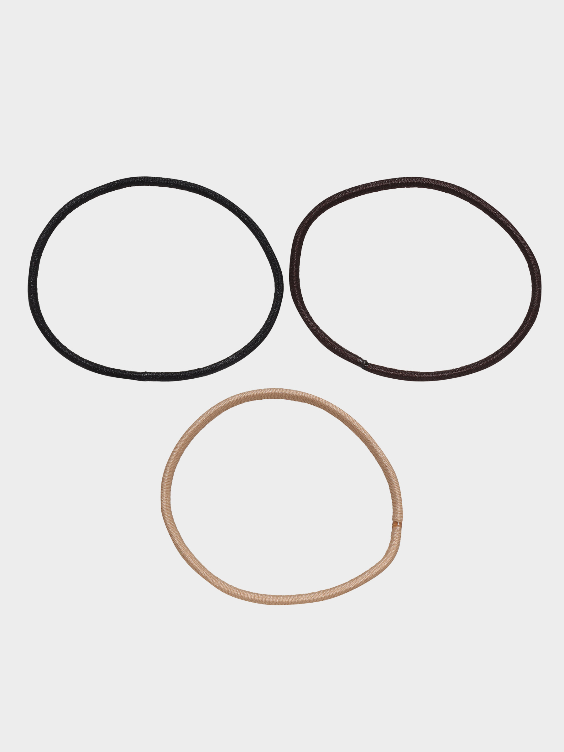 Elastic band for hair, 4 cm, 24 pcs, polyester, black / brown / beige, Basic